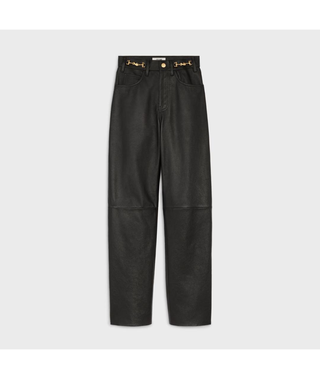 CELINE PRE-OWNED Черные кожаные прямые брюки, фото 8