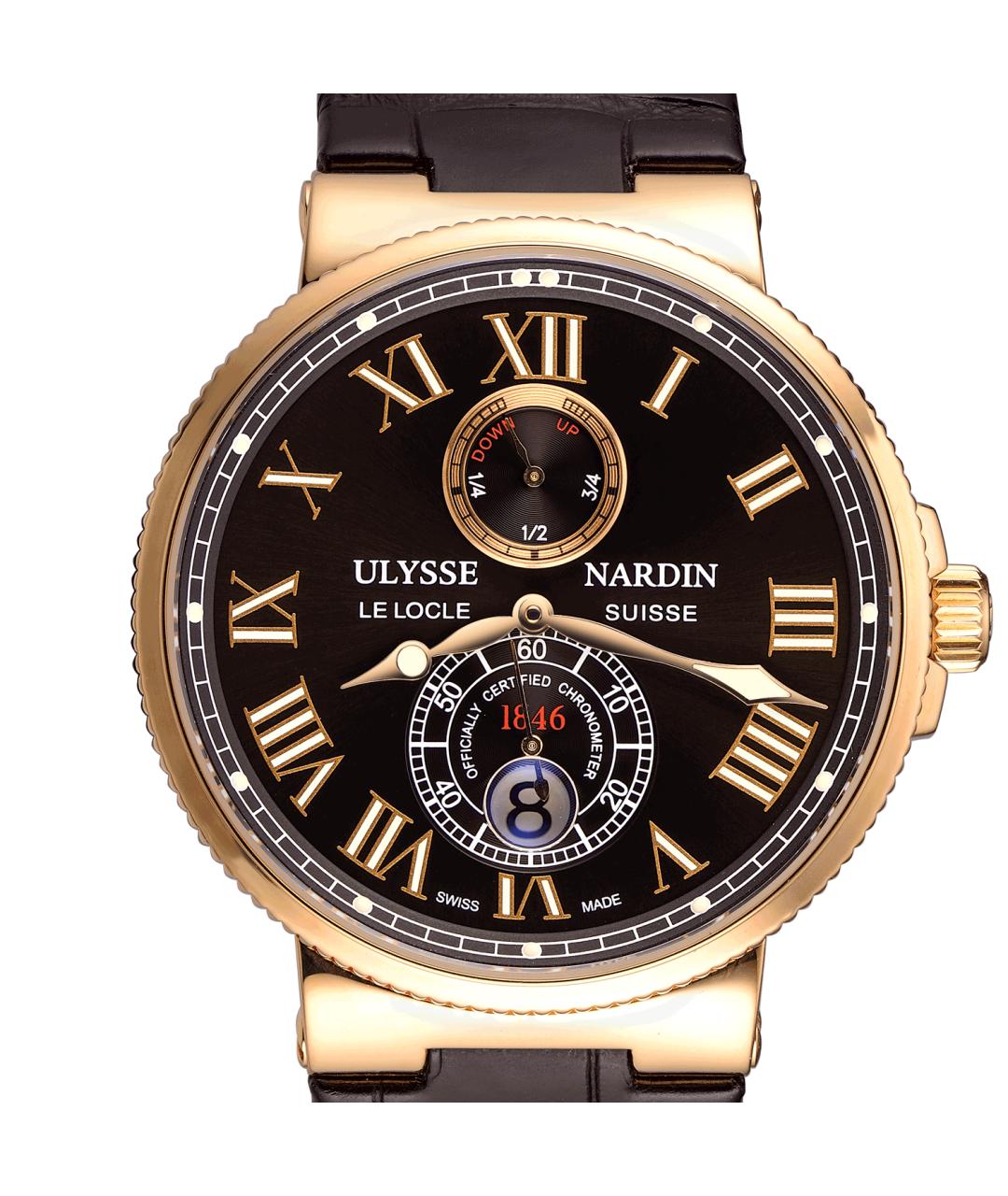 Ulysse Nardin Черные часы из розового золота, фото 2