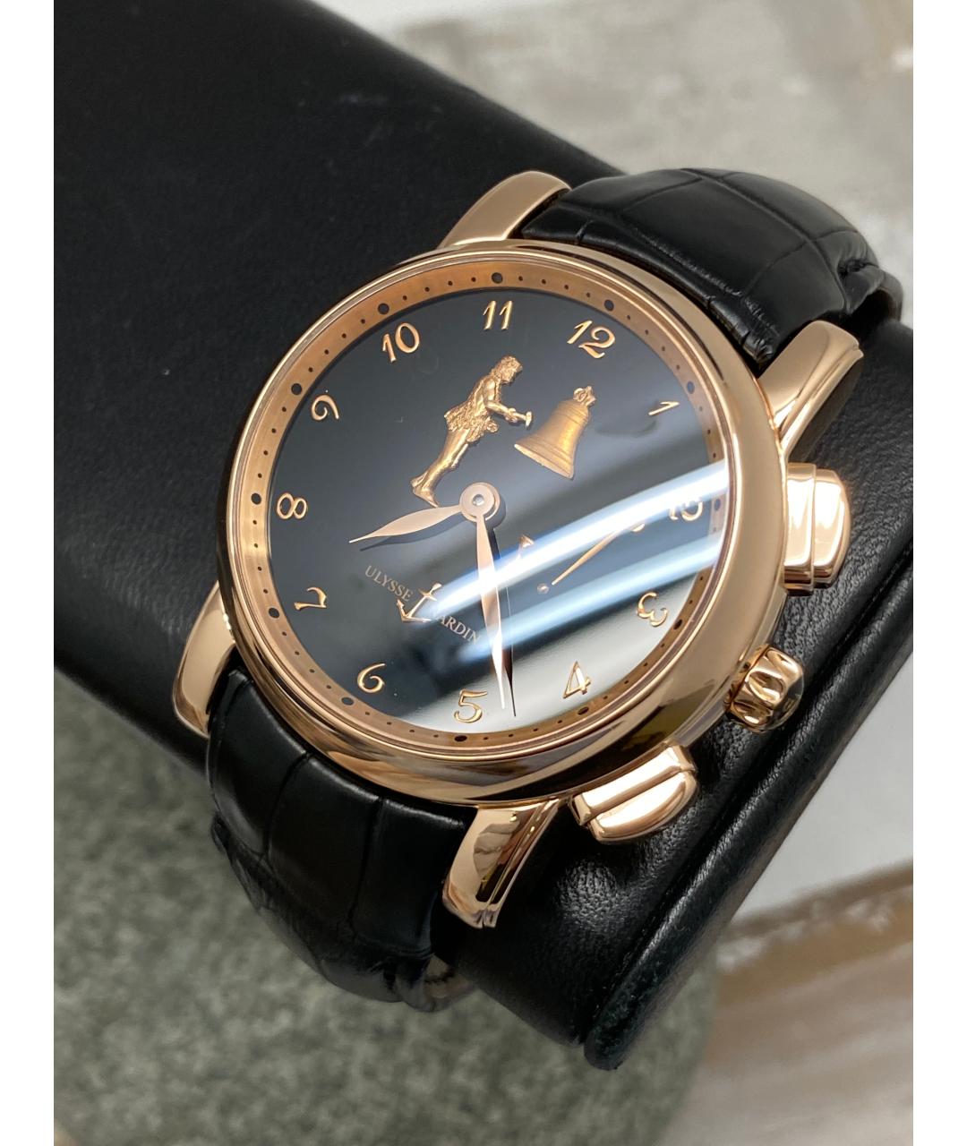 Ulysse Nardin Черные часы из розового золота, фото 4