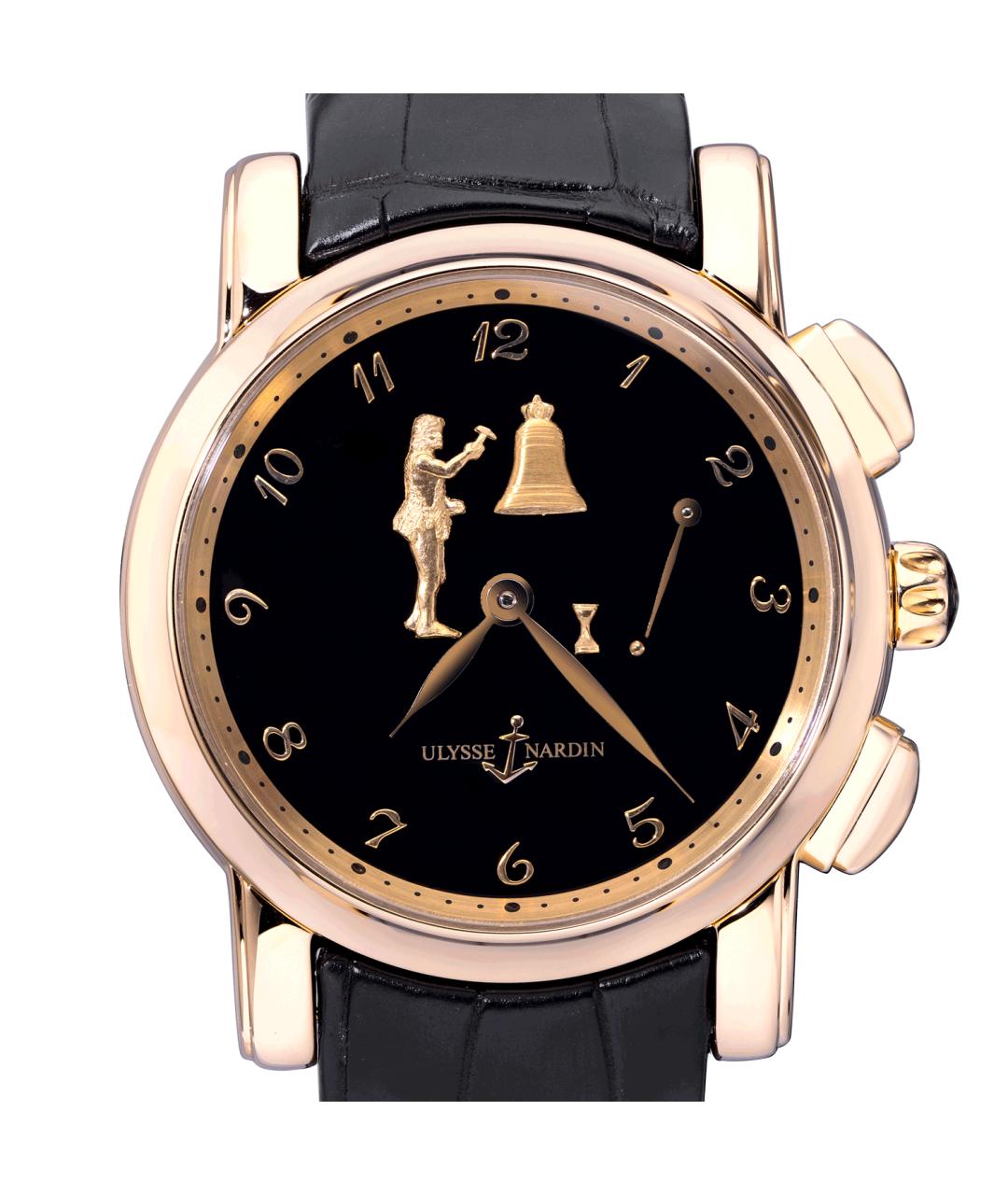 Ulysse Nardin Черные часы из розового золота, фото 2