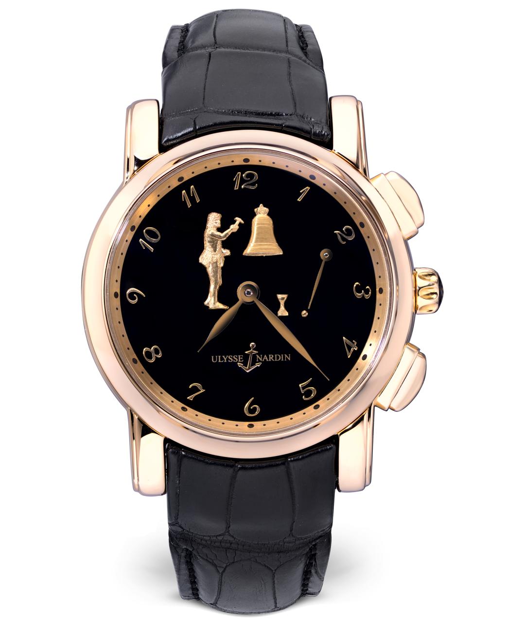 Ulysse Nardin Черные часы из розового золота, фото 1