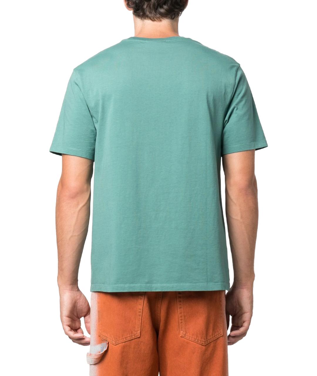 MAISON KITSUNE Зеленая хлопковая футболка, фото 2