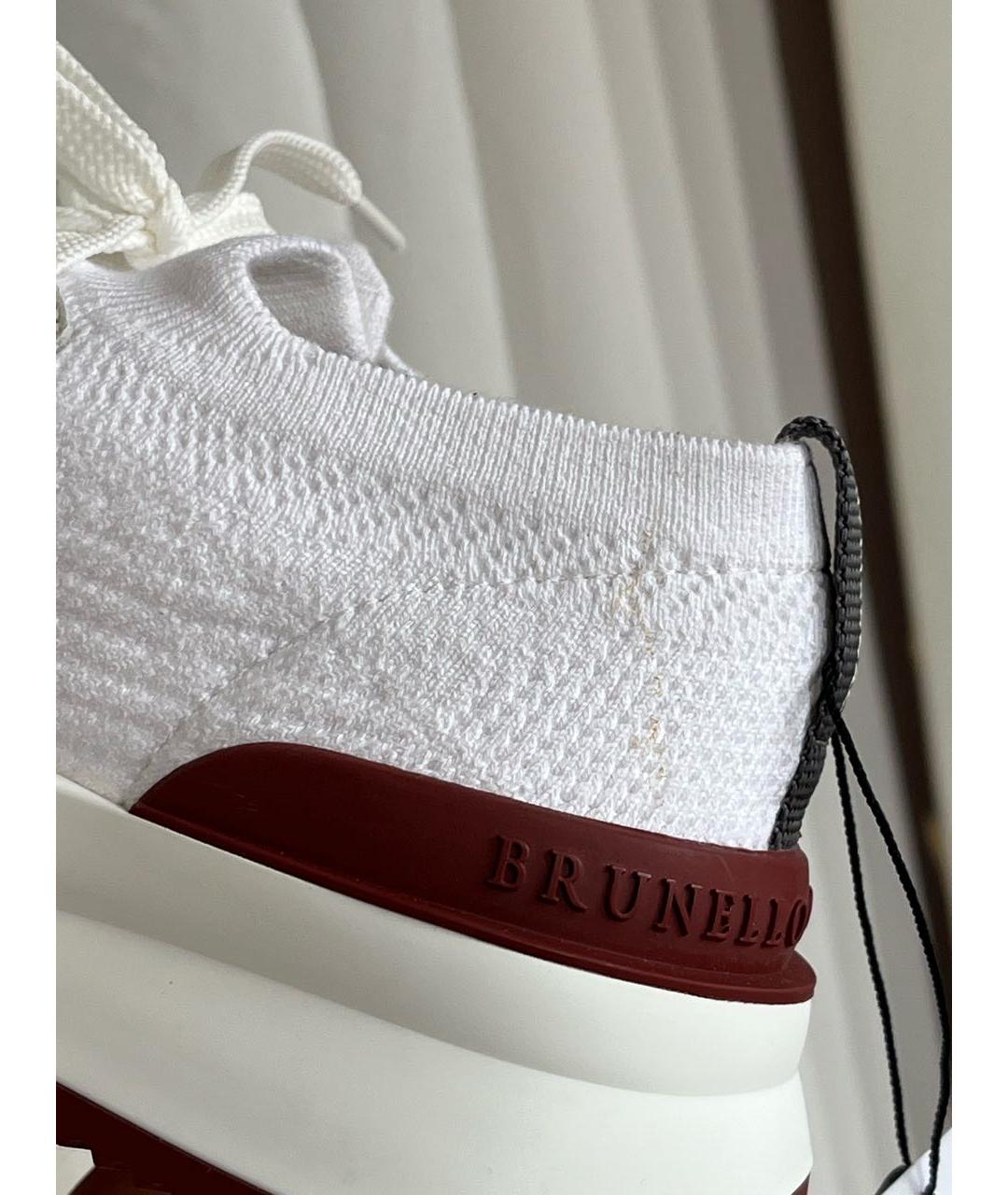 BRUNELLO CUCINELLI Белые текстильные низкие кроссовки / кеды, фото 8