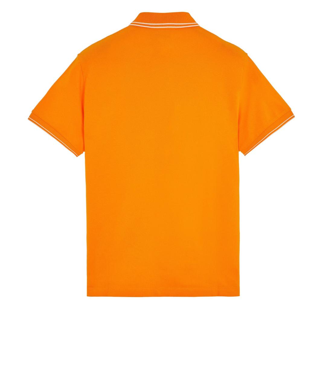 STONE ISLAND Оранжевое хлопко-эластановое поло с коротким рукавом, фото 2
