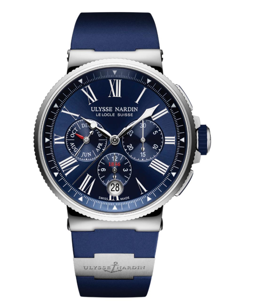 Ulysse Nardin Темно-синие стальные часы, фото 1