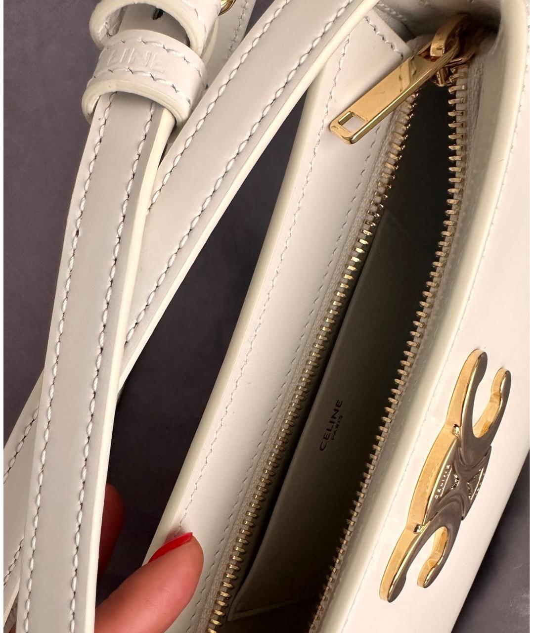CELINE PRE-OWNED Белая кожаная сумка с короткими ручками, фото 4