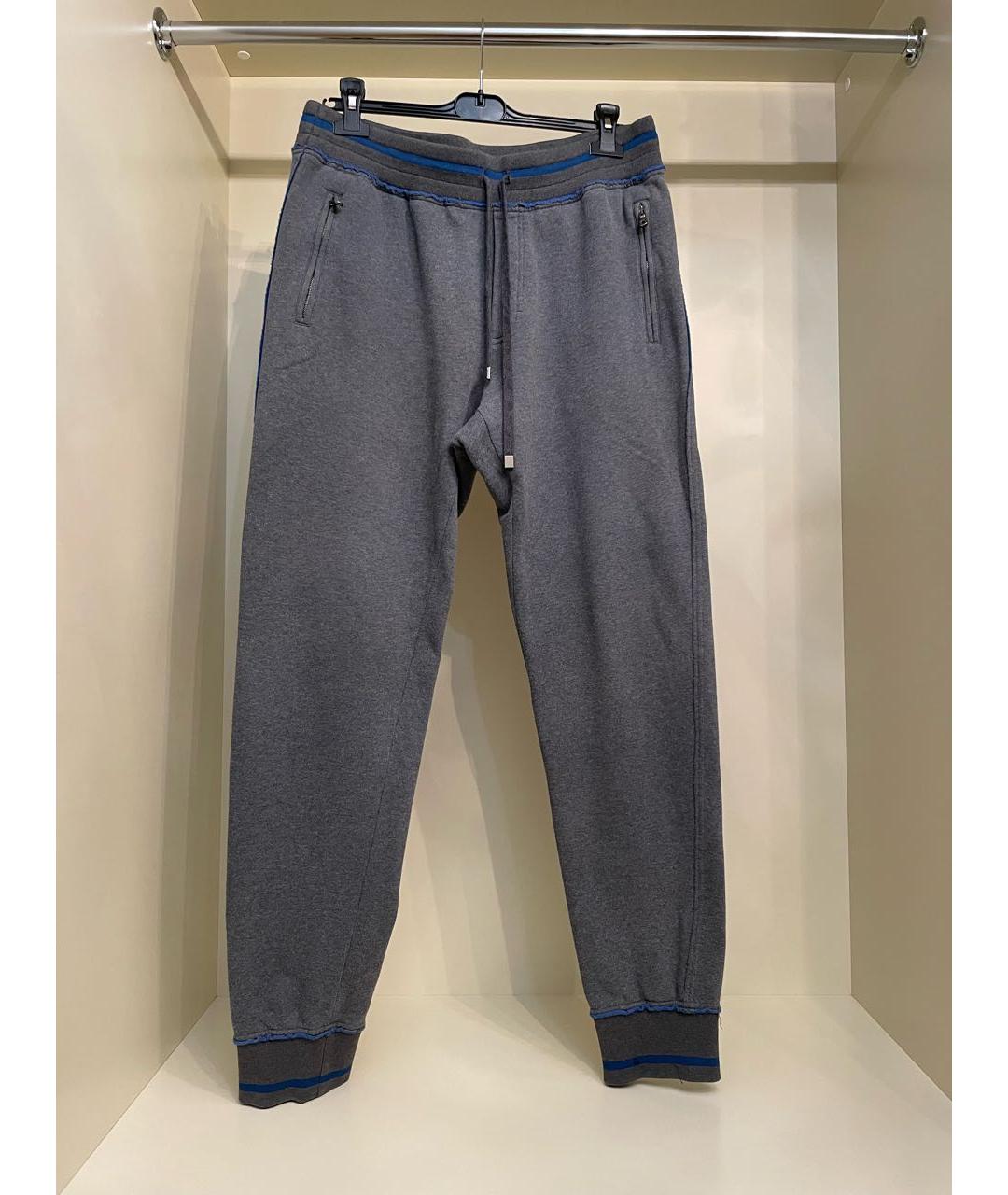 DOLCE&GABBANA Серые хлопковые повседневные брюки, фото 5