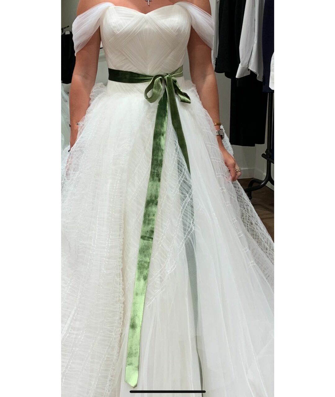 VERA WANG Белое креповое свадебное платье, фото 6