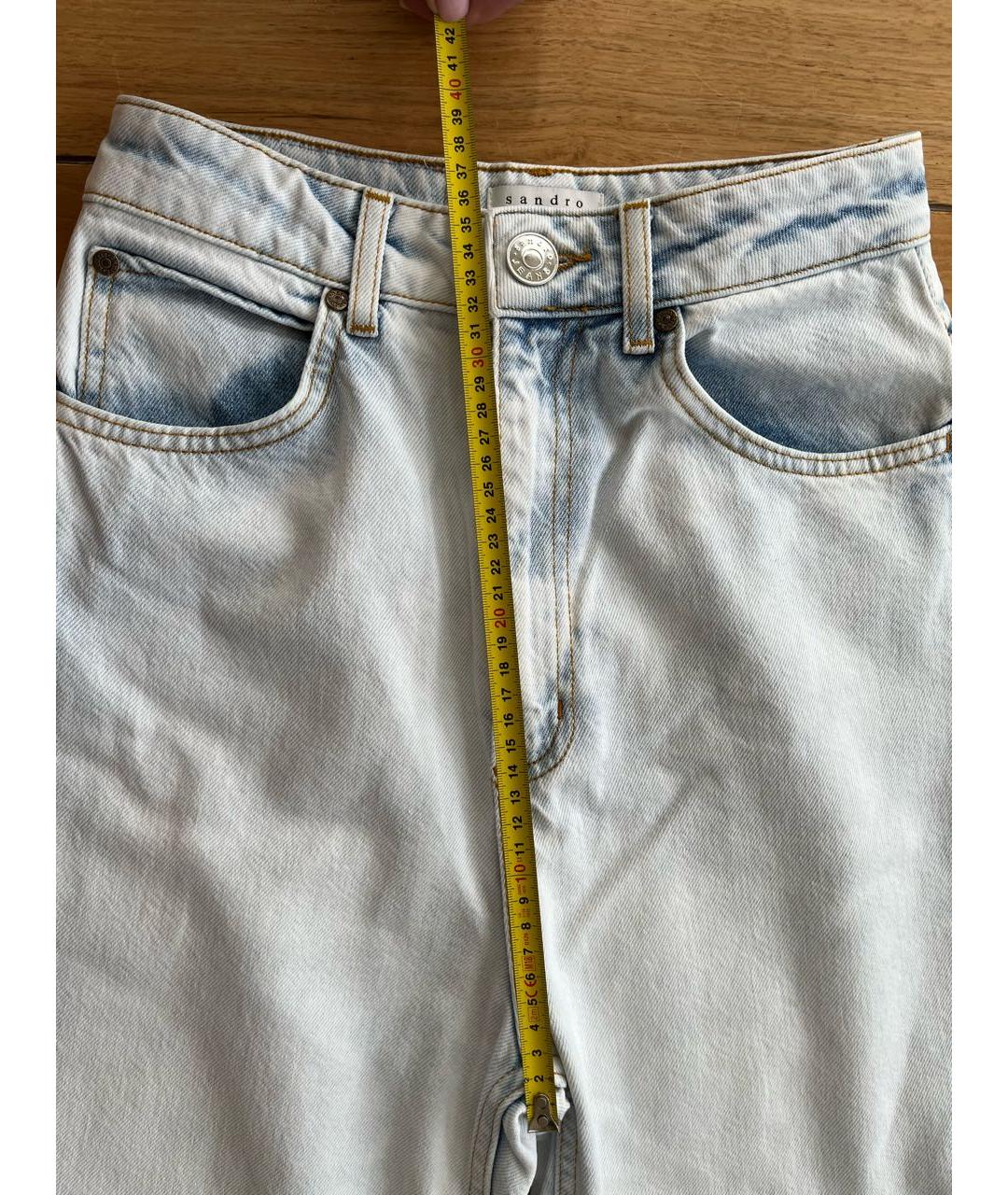 SANDRO Голубые хлопковые джинсы слим, фото 5