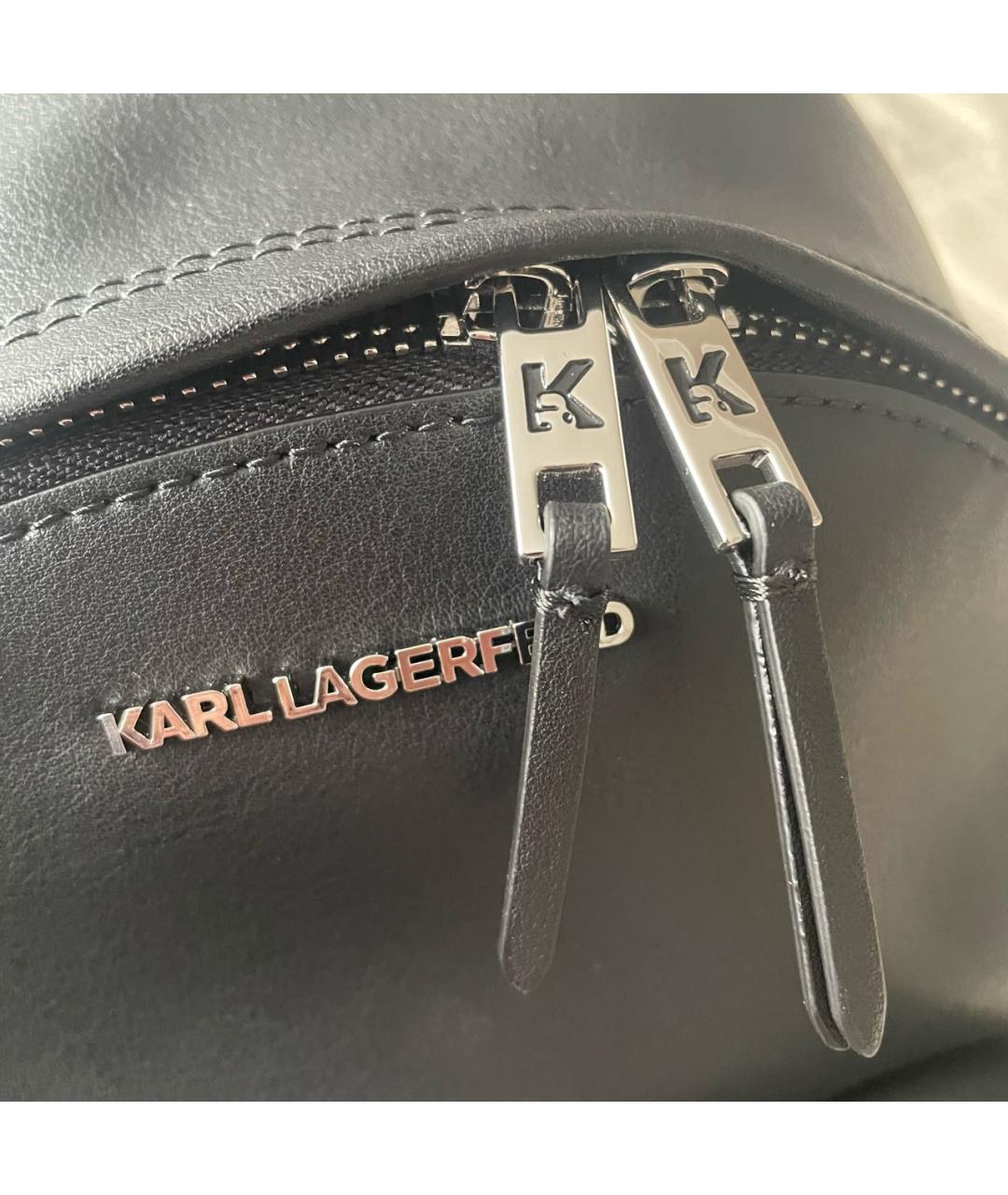 KARL LAGERFELD Черный кожаный рюкзак, фото 8