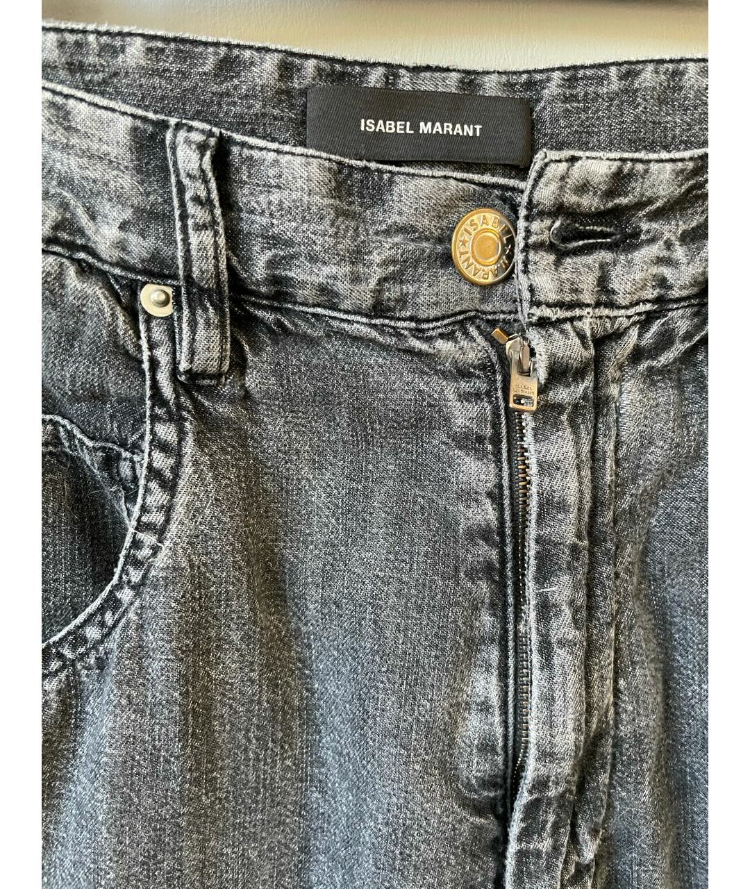 ISABEL MARANT Серые хлопковые прямые джинсы, фото 3