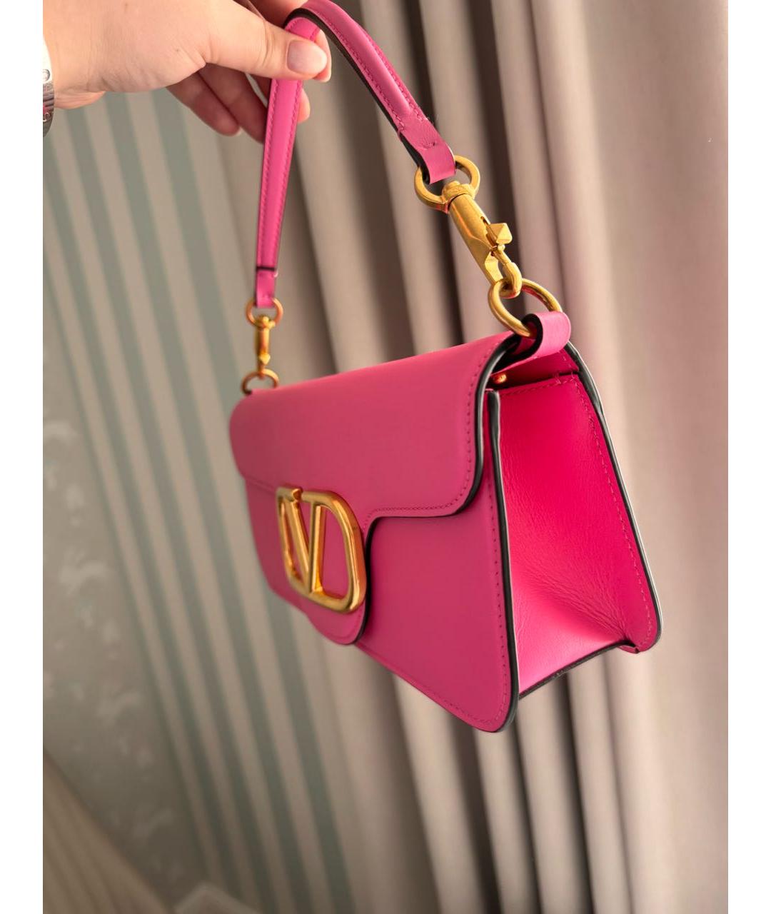 VALENTINO Розовая кожаная сумка с короткими ручками, фото 4