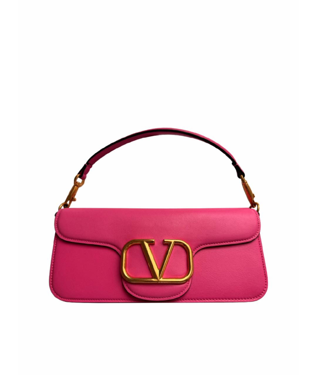 VALENTINO Розовая кожаная сумка с короткими ручками, фото 1