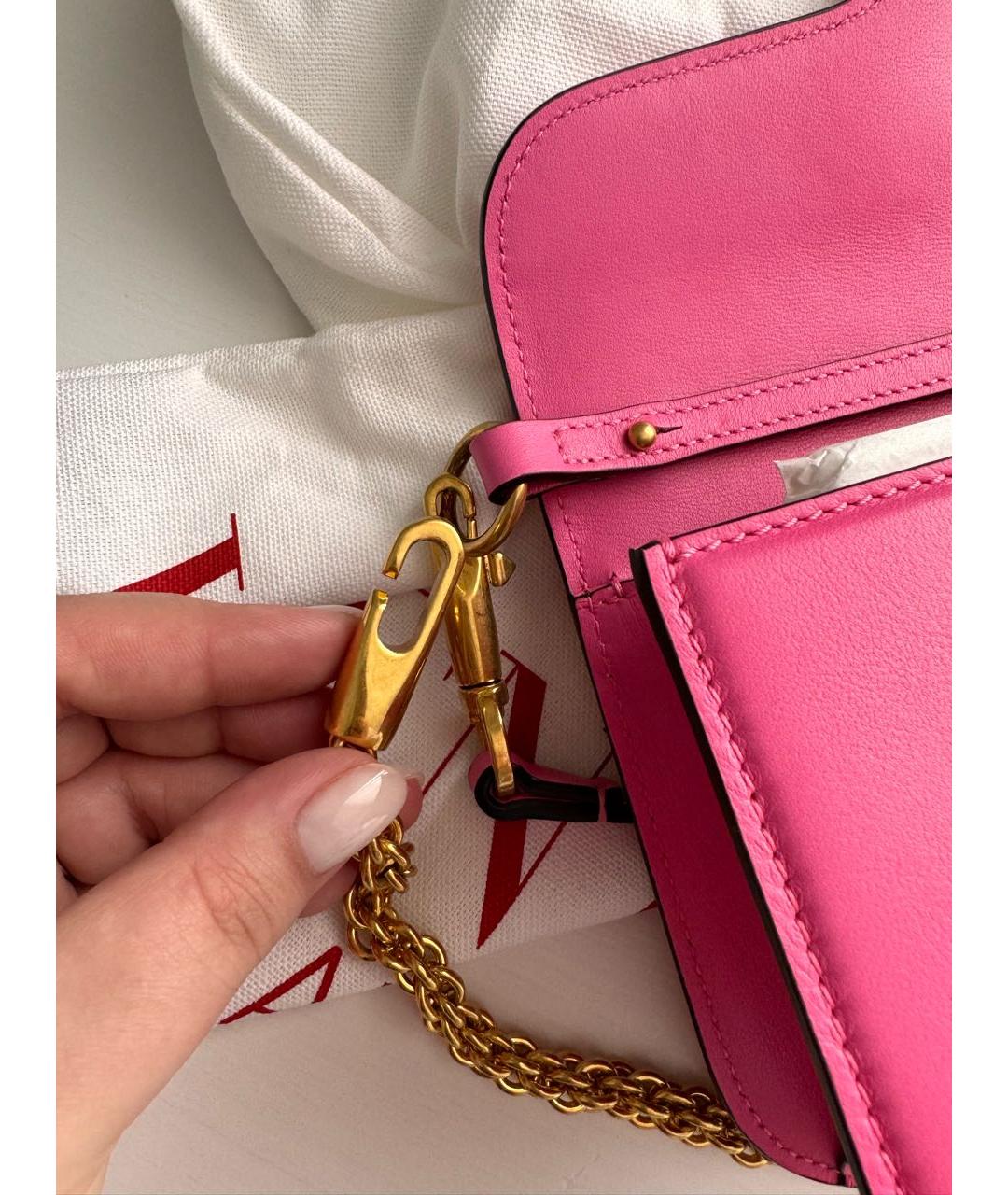 VALENTINO Розовая кожаная сумка с короткими ручками, фото 8