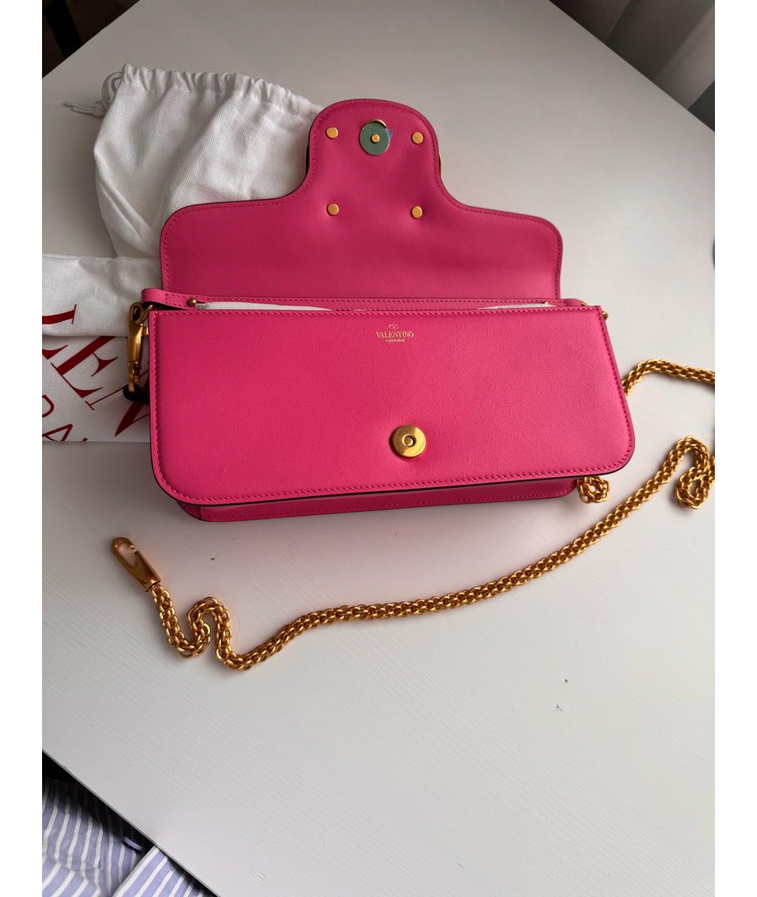 VALENTINO Розовая кожаная сумка с короткими ручками, фото 7