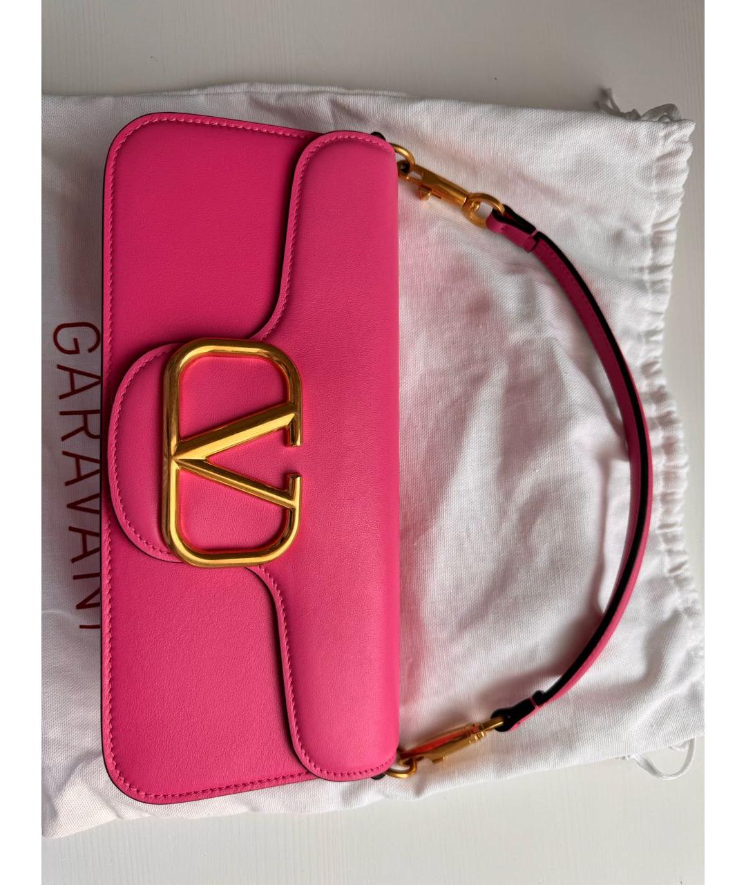 VALENTINO Розовая кожаная сумка с короткими ручками, фото 9