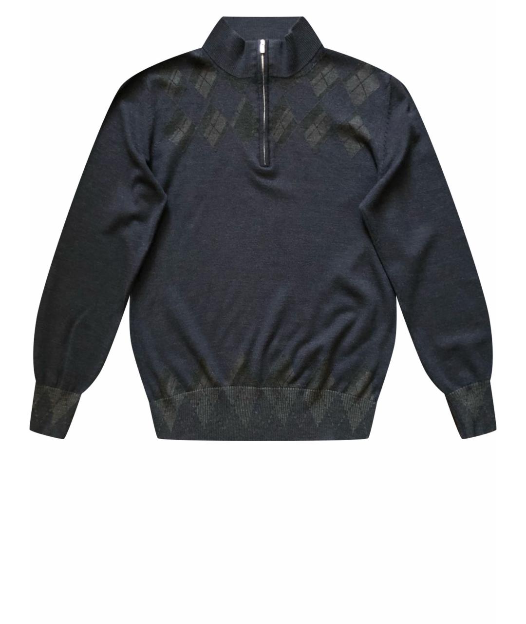 CORTIGIANI Темно-синий шерстяной джемпер / свитер, фото 1