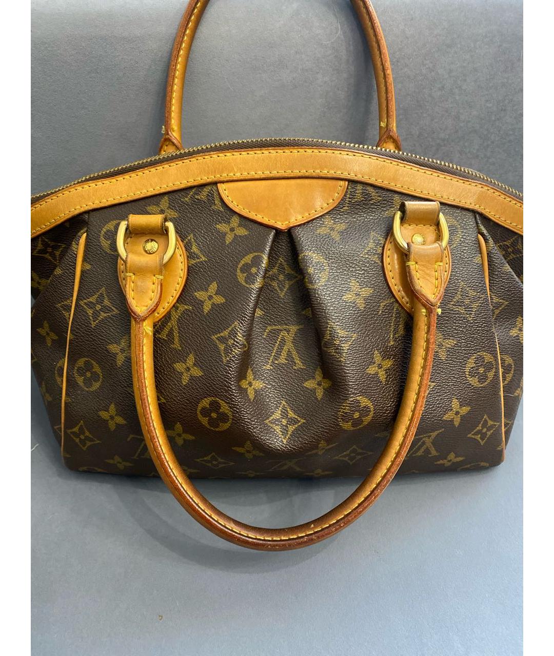 LOUIS VUITTON PRE-OWNED Коричневая кожаная сумка с короткими ручками, фото 3