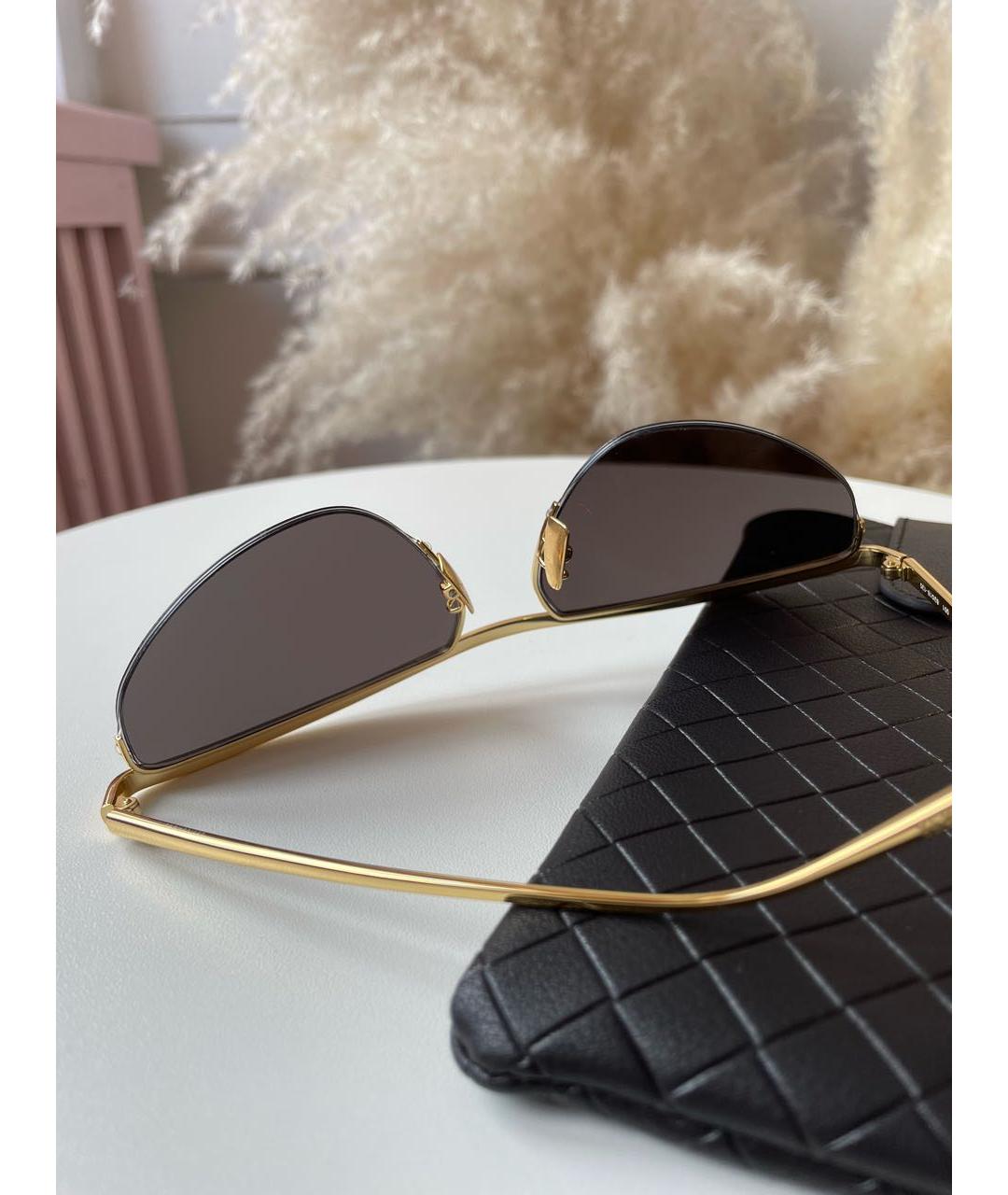 BOTTEGA VENETA Золотые металлические солнцезащитные очки, фото 4