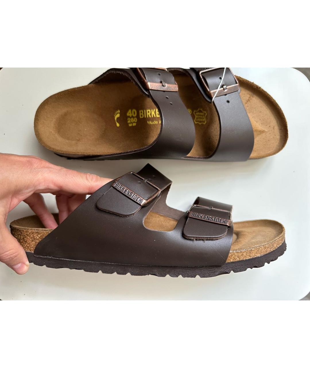 BIRKENSTOCK Коричневые кожаные сандалии, фото 5