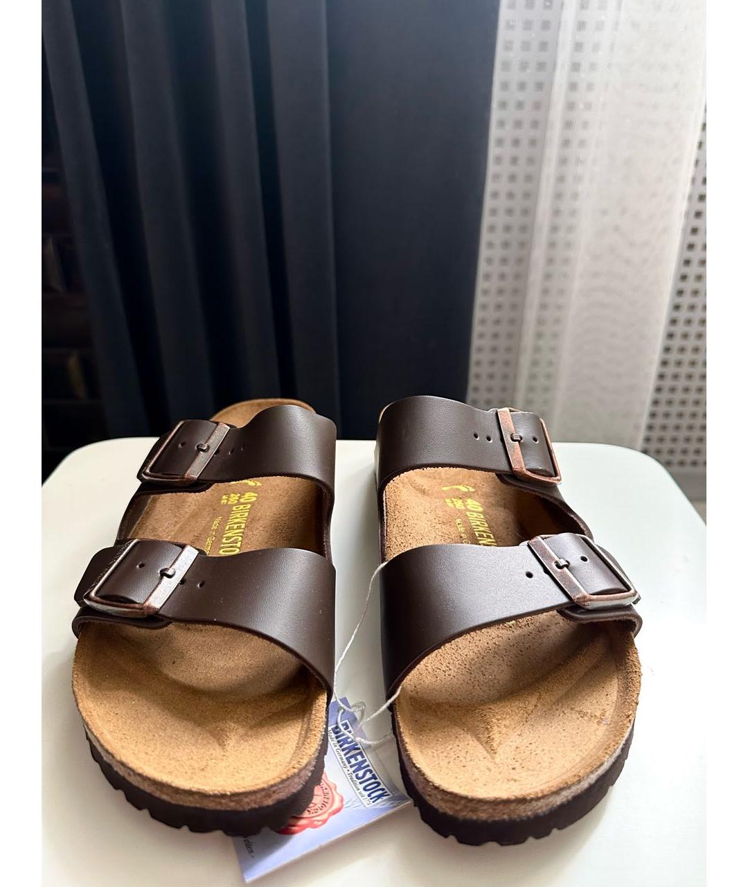 BIRKENSTOCK Коричневые кожаные сандалии, фото 3