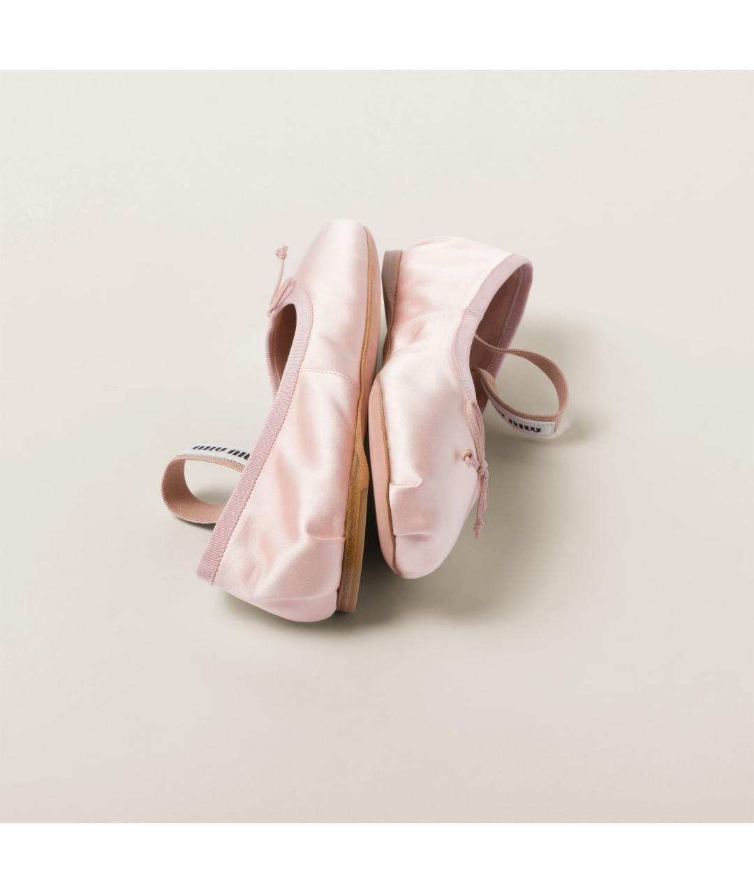 MIU MIU Розовые текстильные балетки, фото 5