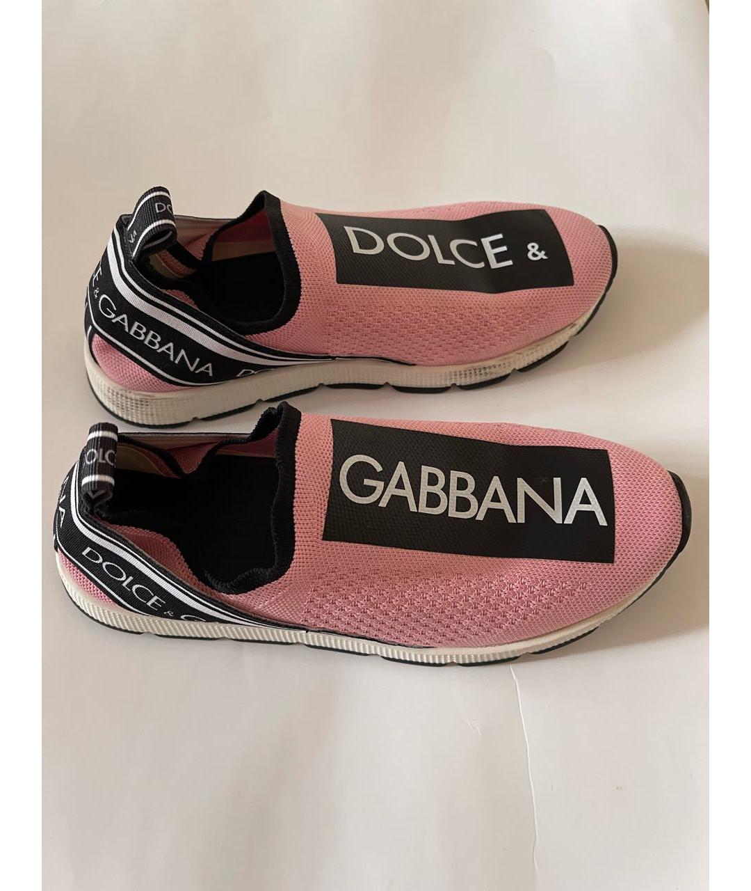 DOLCE&GABBANA Розовые текстильные кеды, фото 6