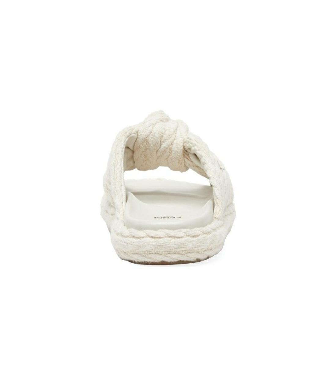FENDI Белые текстильные шлепанцы, фото 3