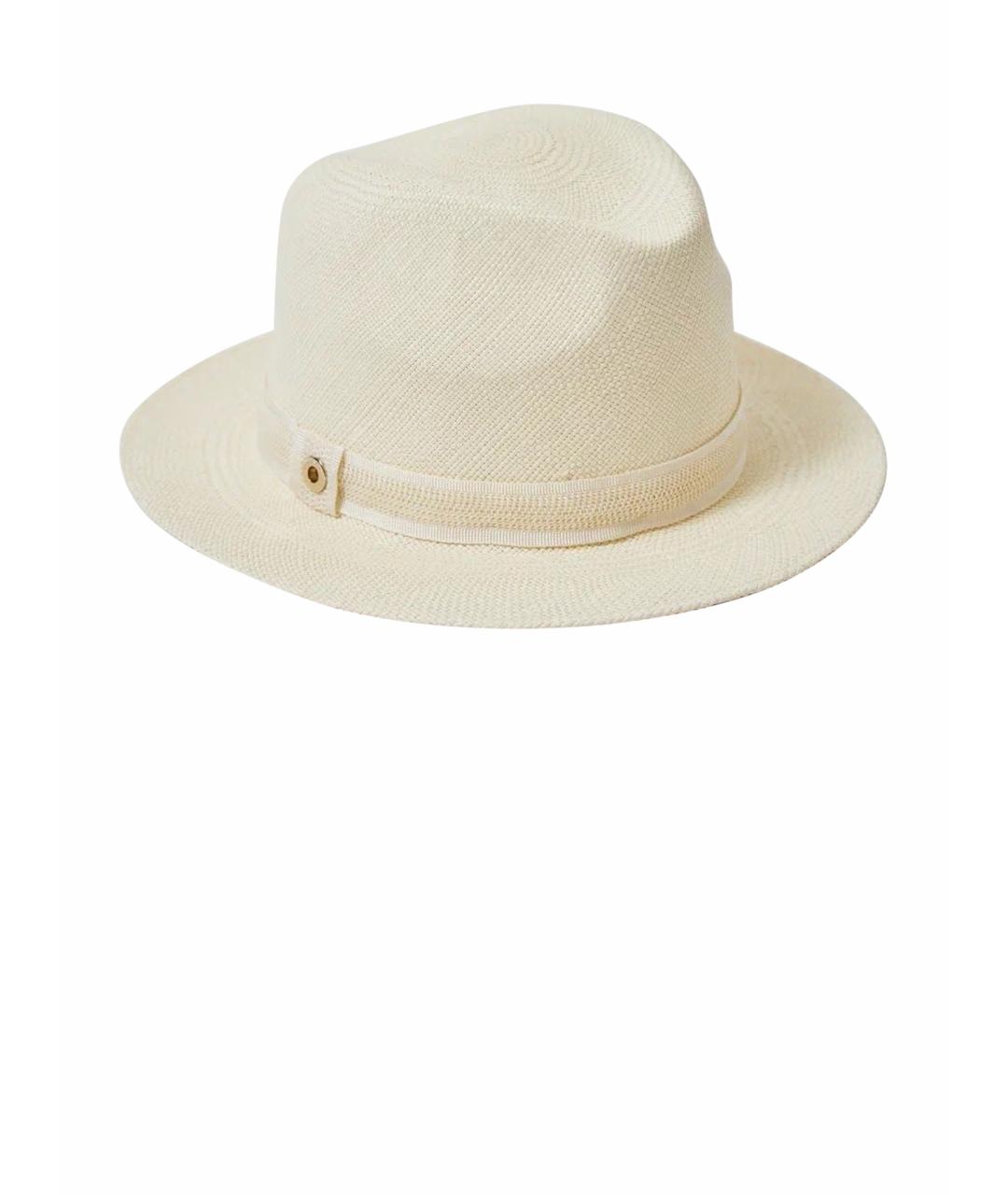 LORO PIANA Белая соломенная шляпа, фото 1