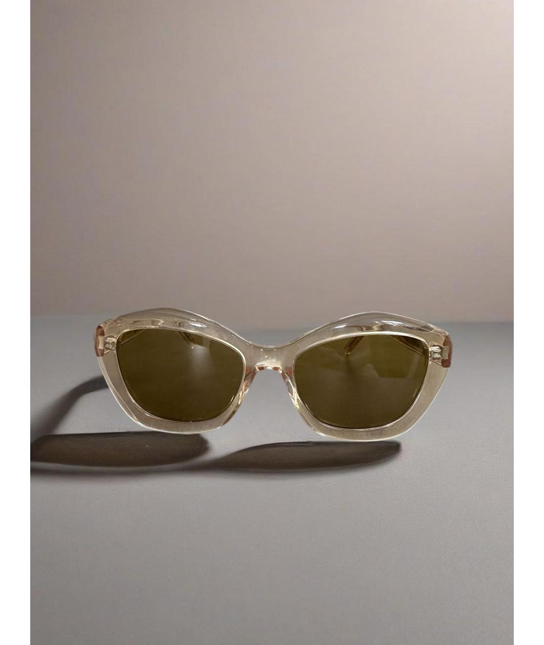 SAINT LAURENT Бежевые пластиковые солнцезащитные очки, фото 4