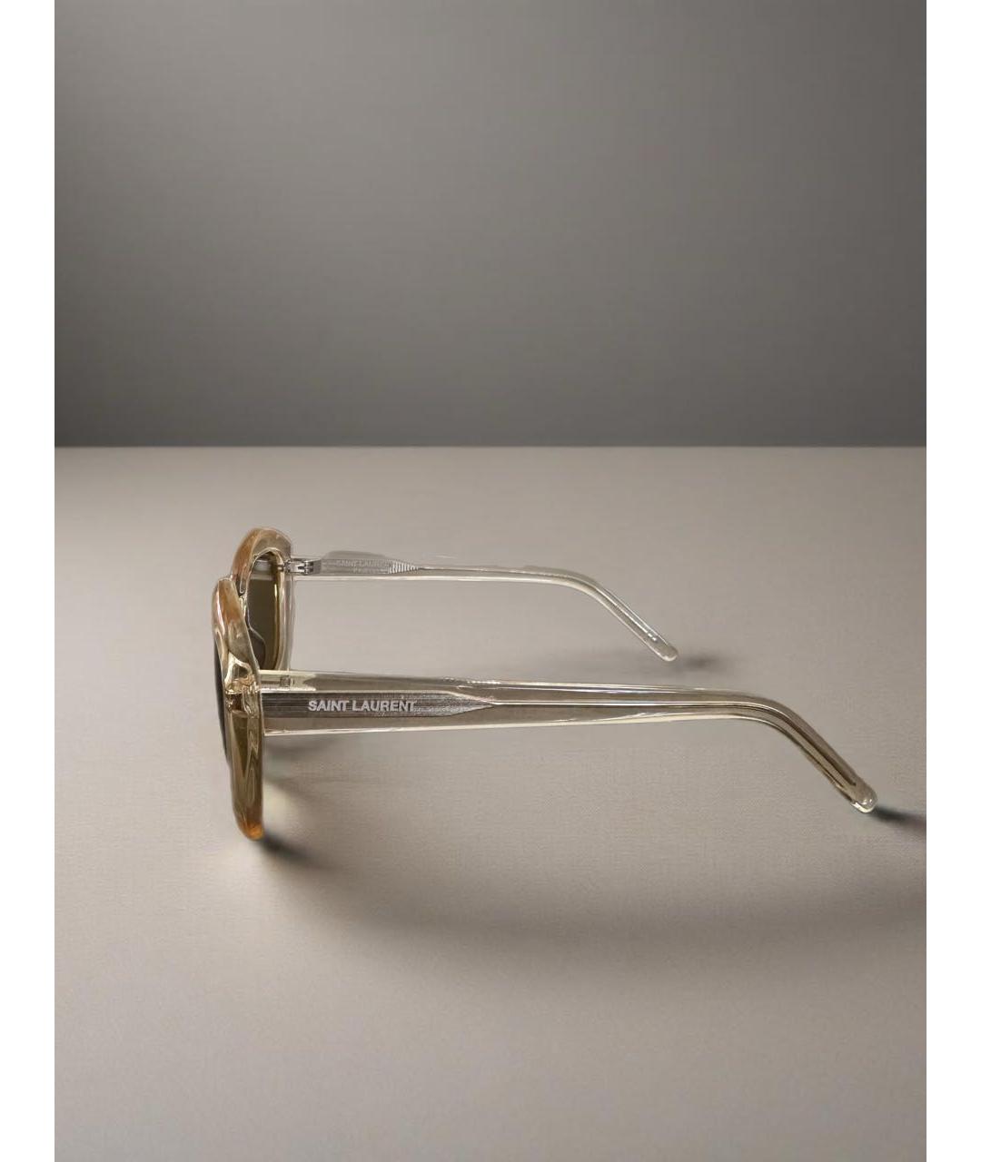 SAINT LAURENT Бежевые пластиковые солнцезащитные очки, фото 2