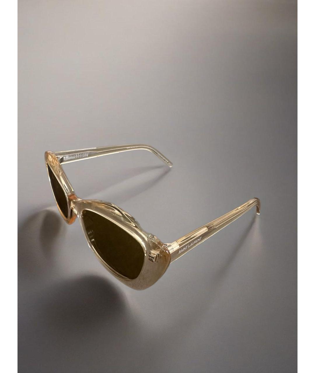 SAINT LAURENT Бежевые пластиковые солнцезащитные очки, фото 3
