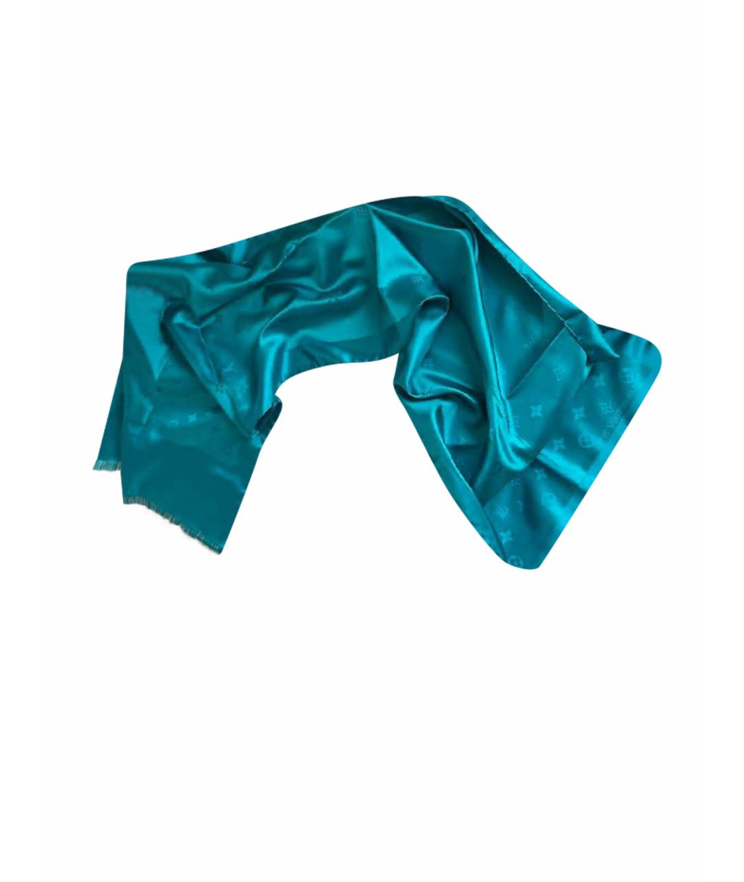 LOUIS VUITTON PRE-OWNED Бирюзовый шелковый платок, фото 1