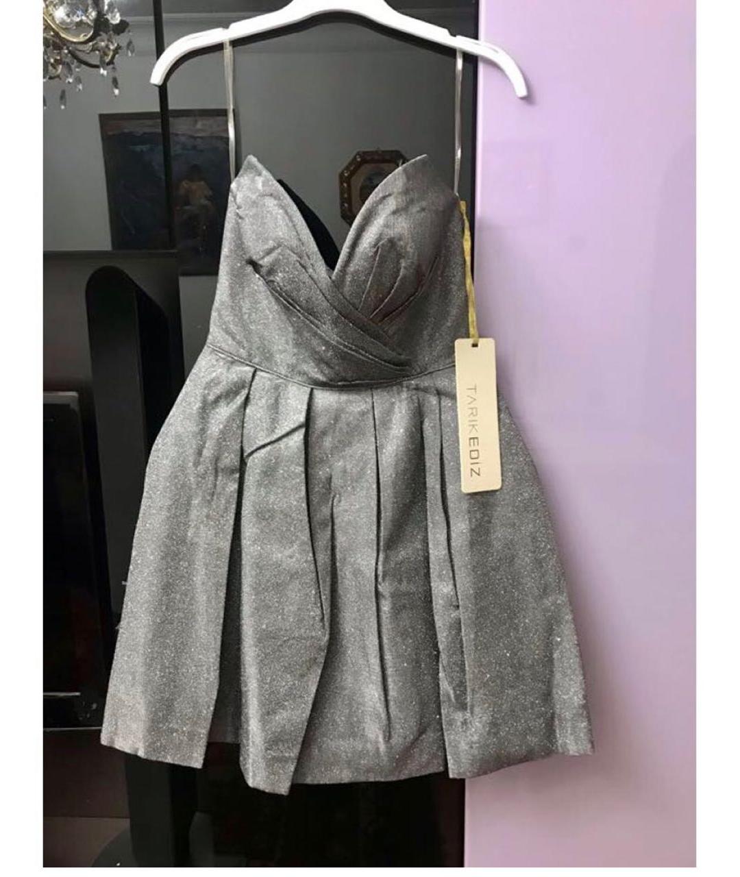 TARIK EDIZ Серебряное коктейльное платье, фото 7