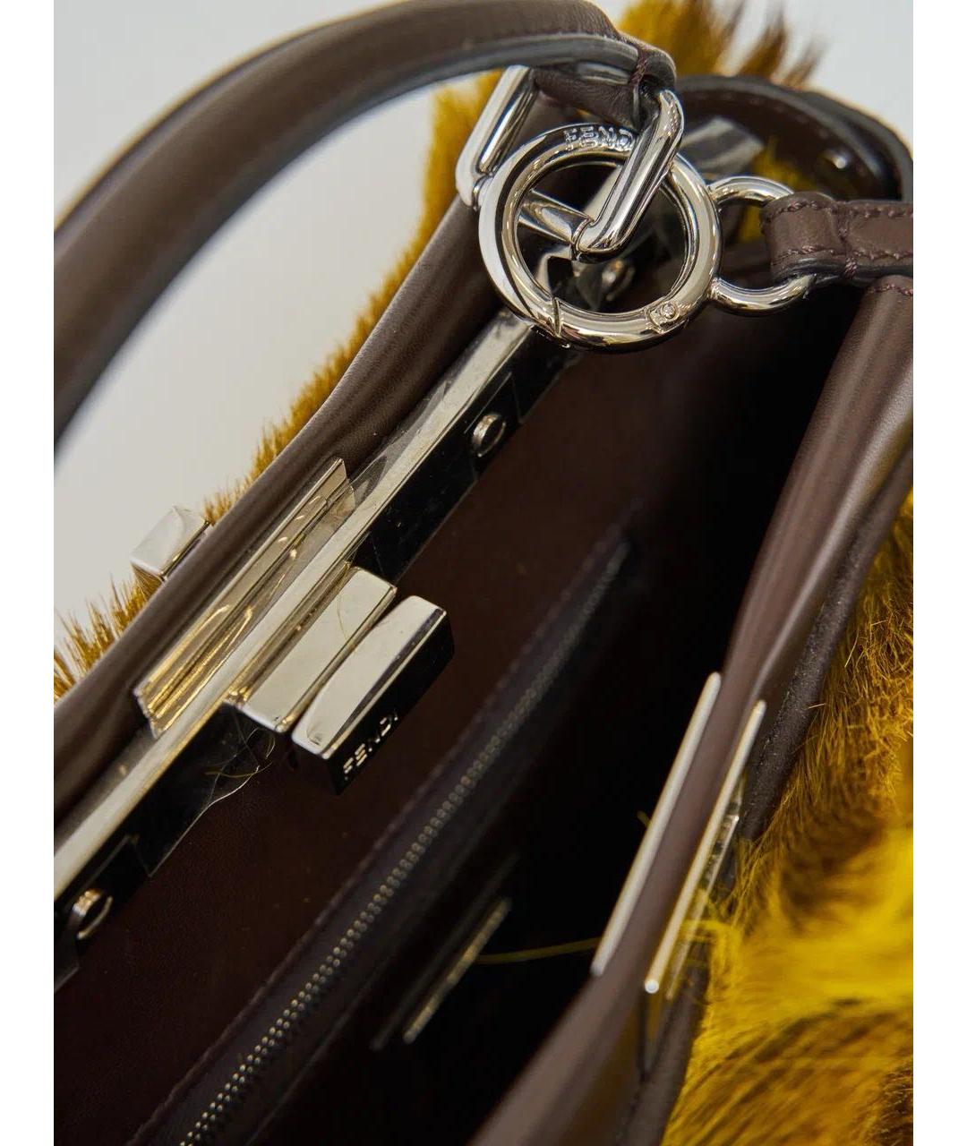FENDI Коричневая меховая сумка с короткими ручками, фото 7