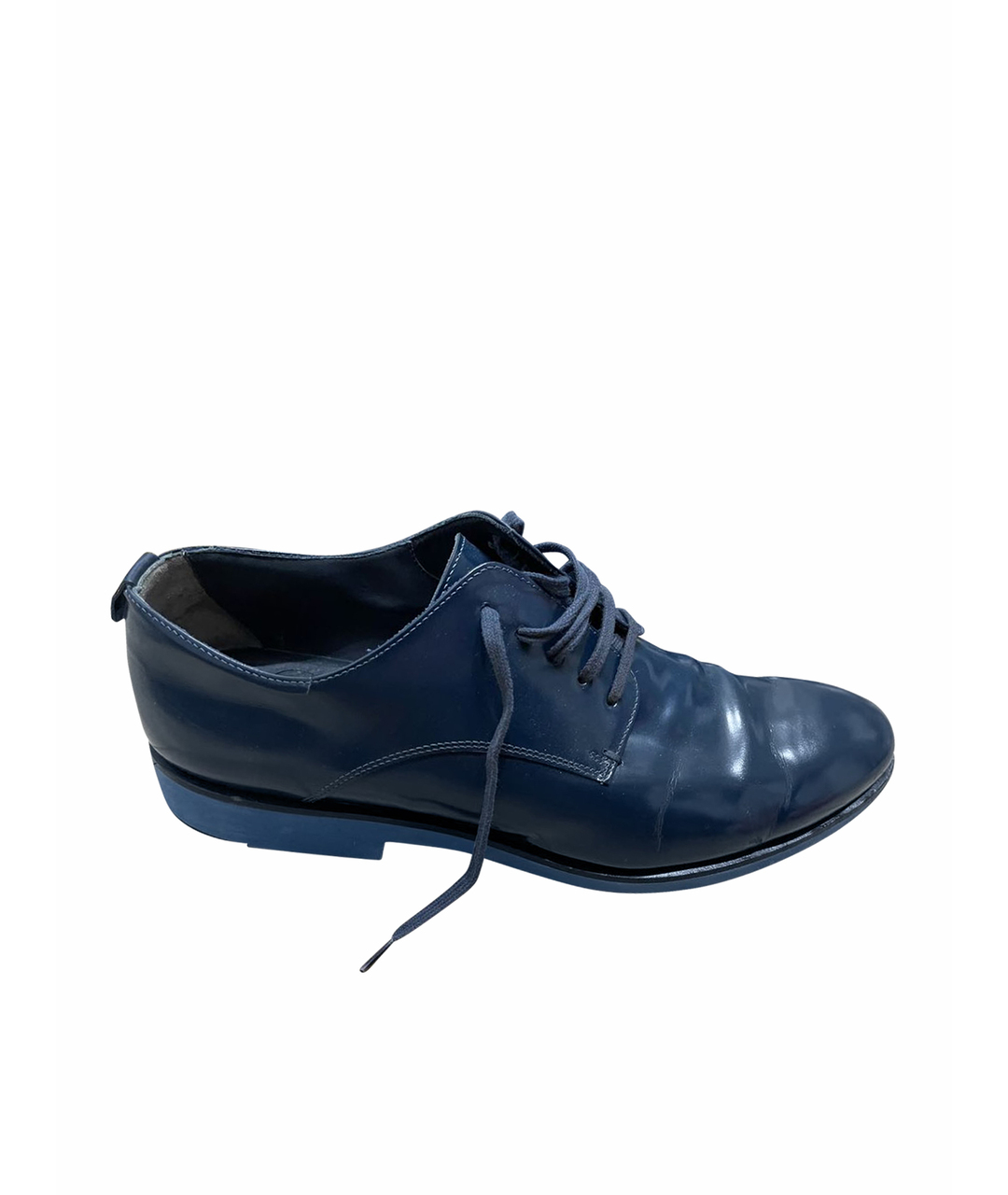 FENDI Темно-синие низкие ботинки из лакированной кожи, фото 1