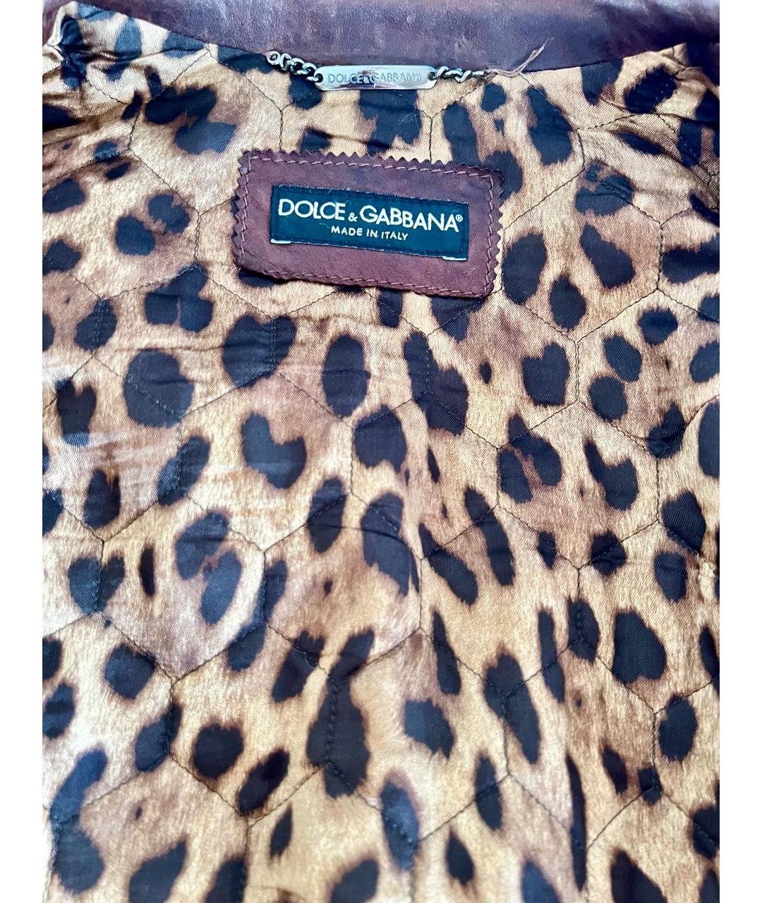DOLCE&GABBANA Коричневая кожаная куртка, фото 3