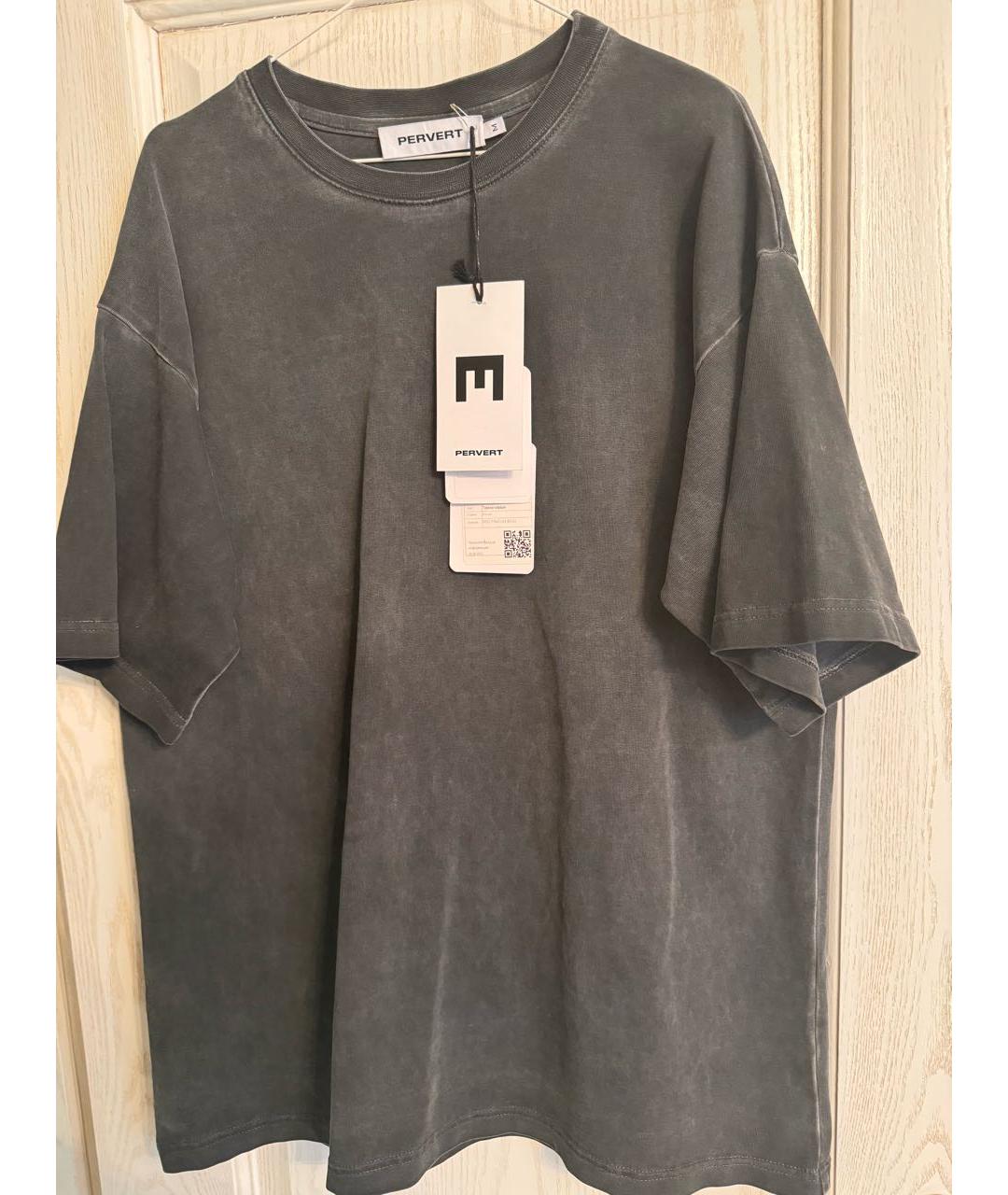 PERVERT Антрацитовая хлопковая футболка, фото 4