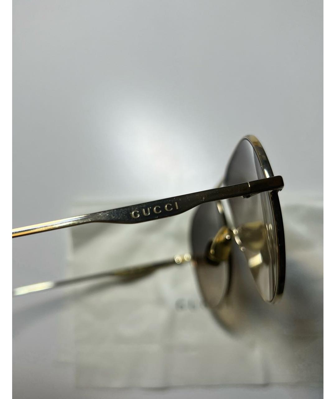 GUCCI Коричневые металлические солнцезащитные очки, фото 5