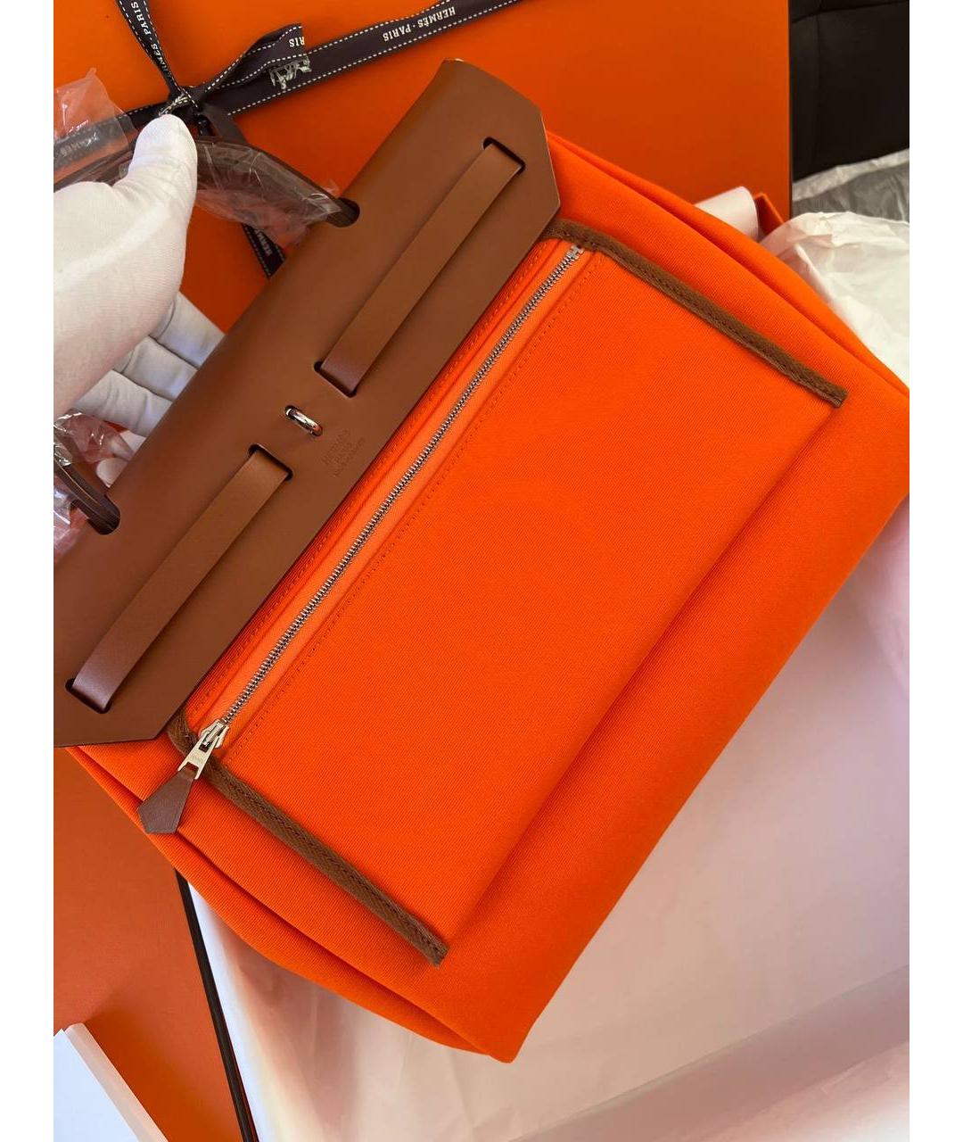 HERMES PRE-OWNED Оранжевая тканевая сумка через плечо, фото 2
