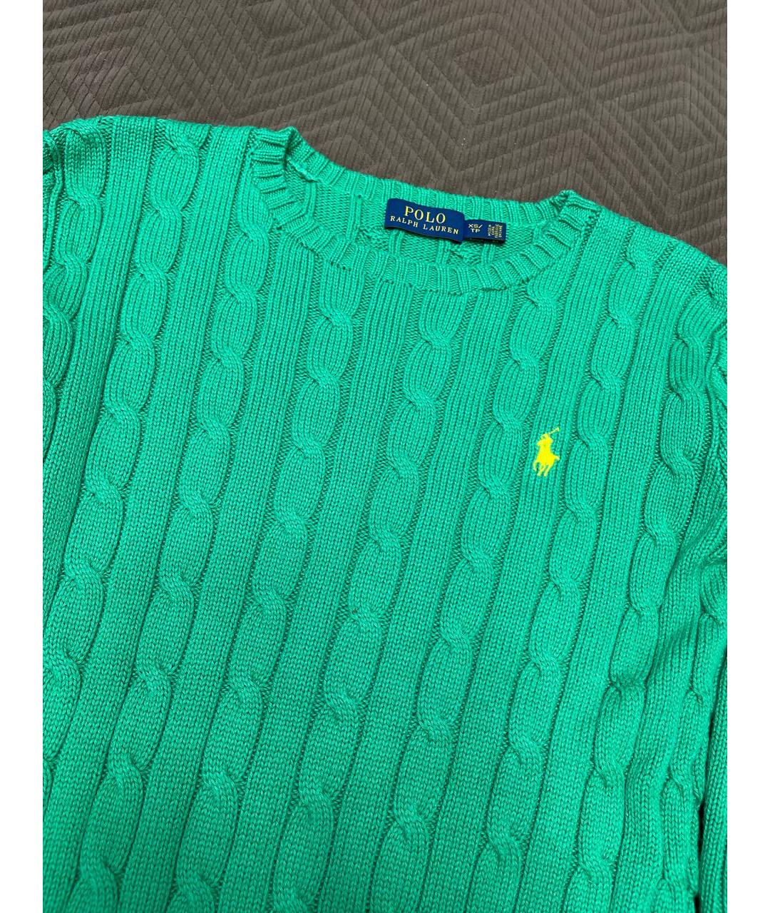 POLO RALPH LAUREN Зеленый хлопковый джемпер / свитер, фото 2