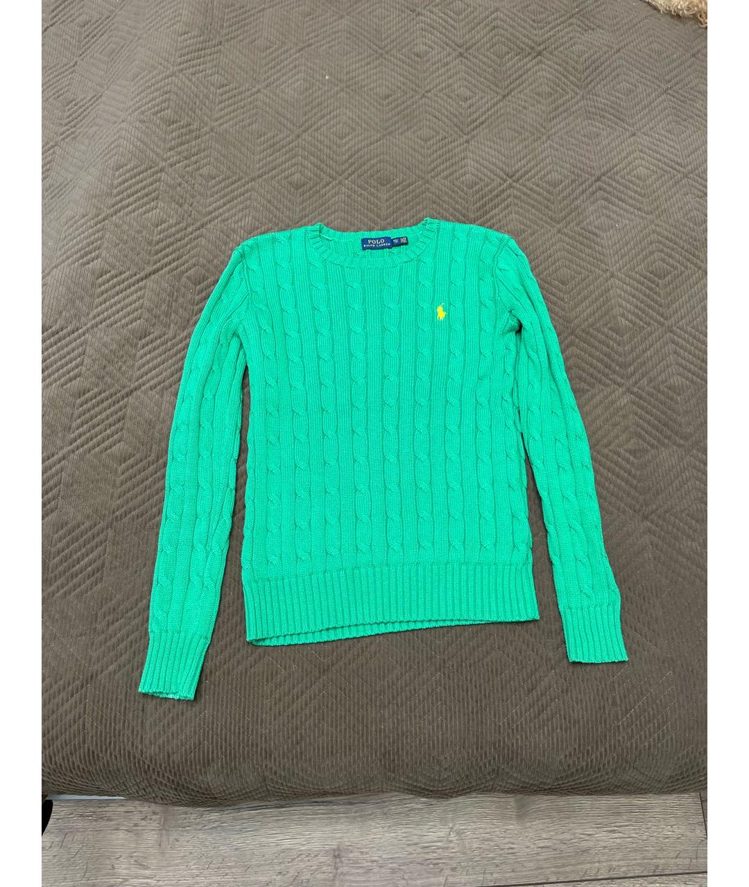 POLO RALPH LAUREN Зеленый хлопковый джемпер / свитер, фото 5