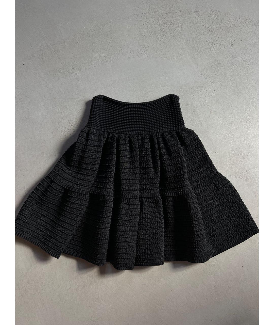 ALAIA Черная вискозная юбка мини, фото 2