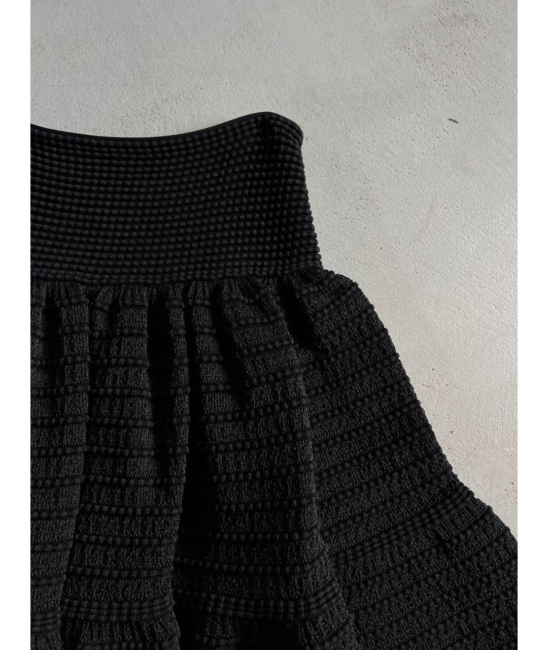 ALAIA Черная вискозная юбка мини, фото 3