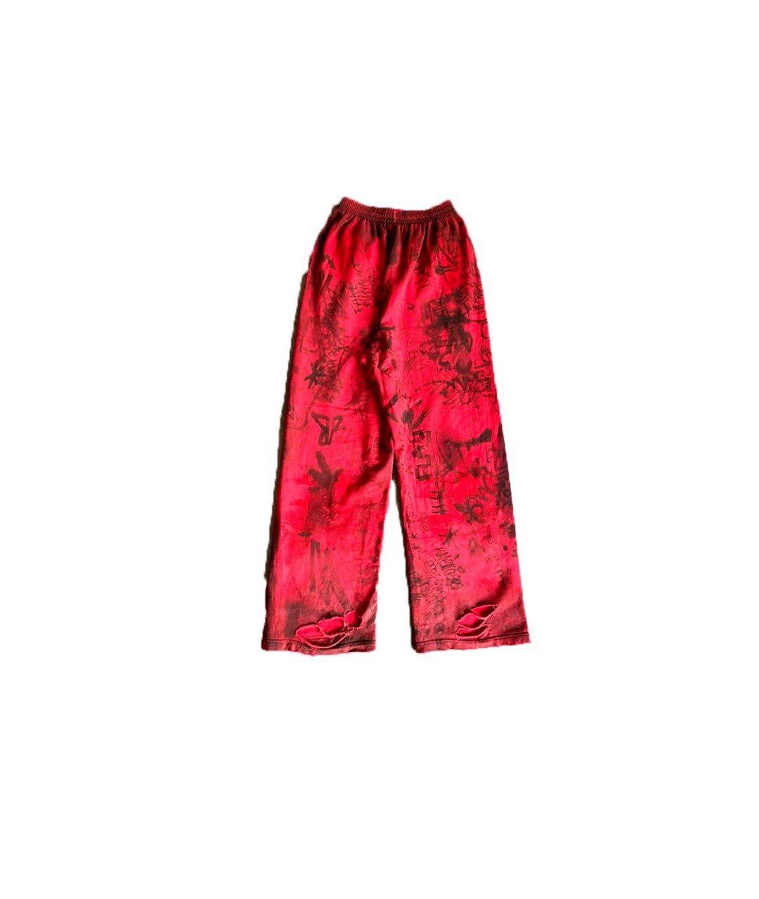 BALENCIAGA Красные хлопковые повседневные брюки, фото 2