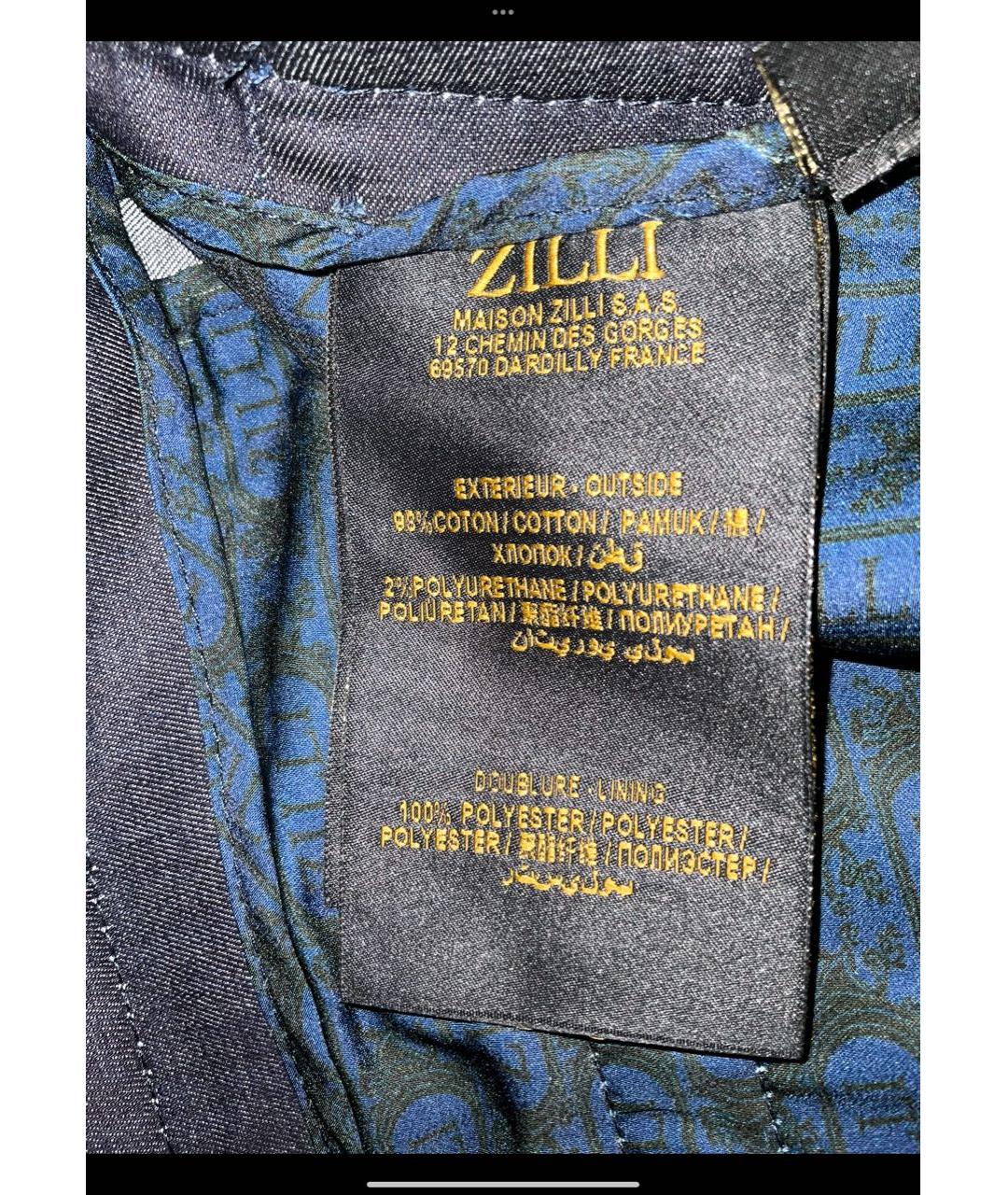 ZILLI Синие хлопко-эластановые классические брюки, фото 5