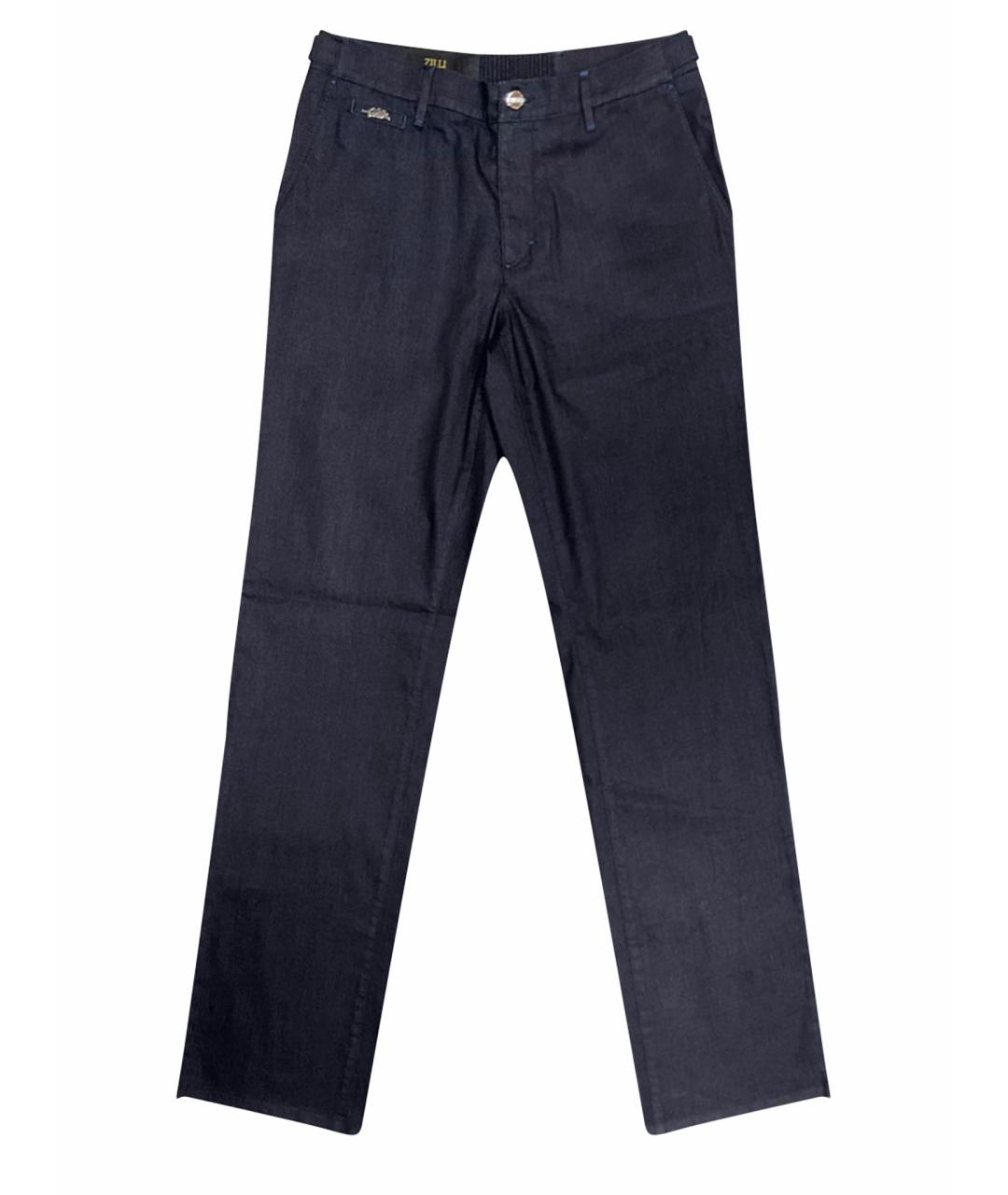 ZILLI Синие хлопко-эластановые классические брюки, фото 1