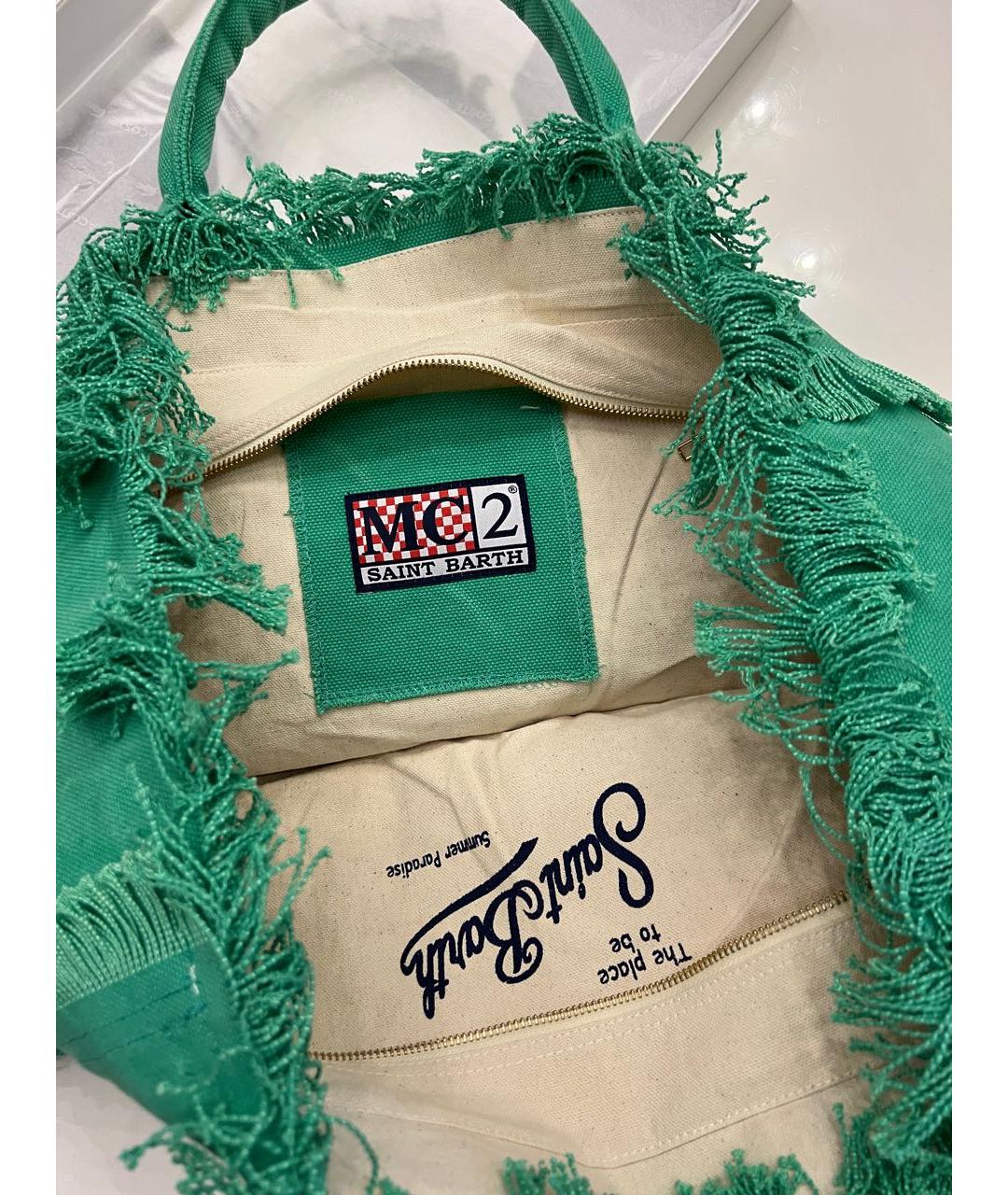MC2 SAINT BARTH Зеленая хлопковая пляжная сумка, фото 3