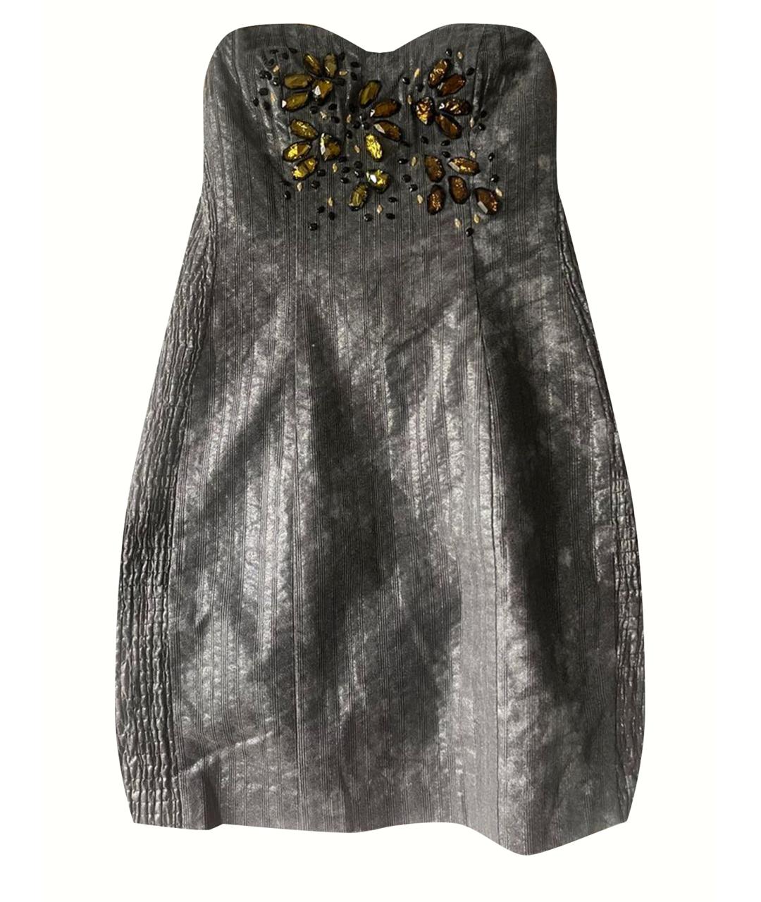 BADGLEY MISCHKA Серое хлопковое коктейльное платье, фото 1
