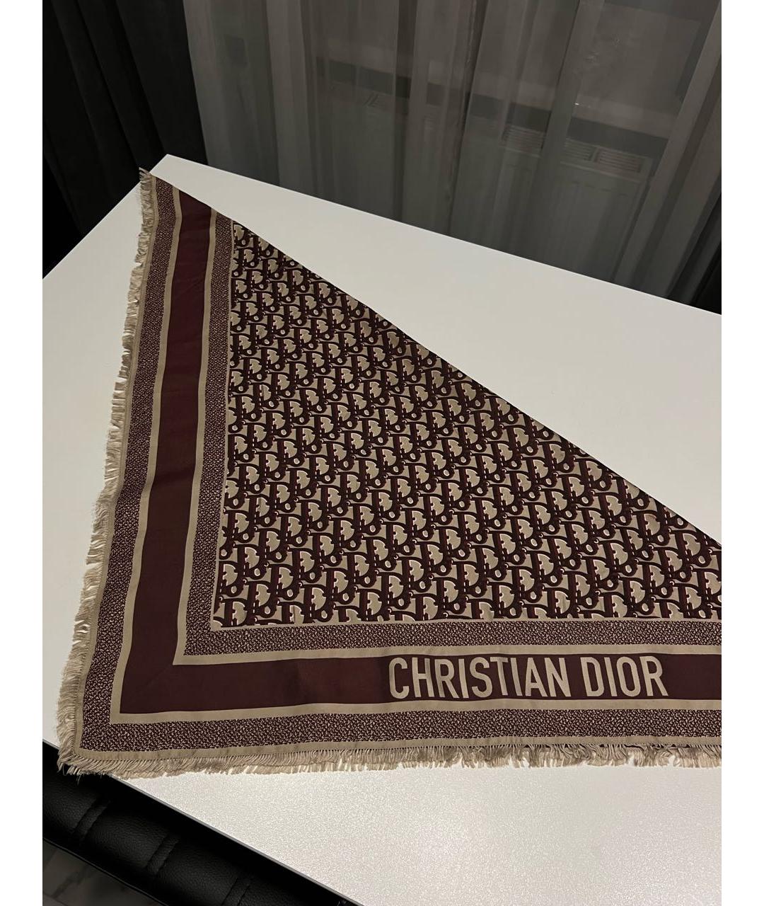 CHRISTIAN DIOR PRE-OWNED Бирюзовый шелковый платок, фото 2